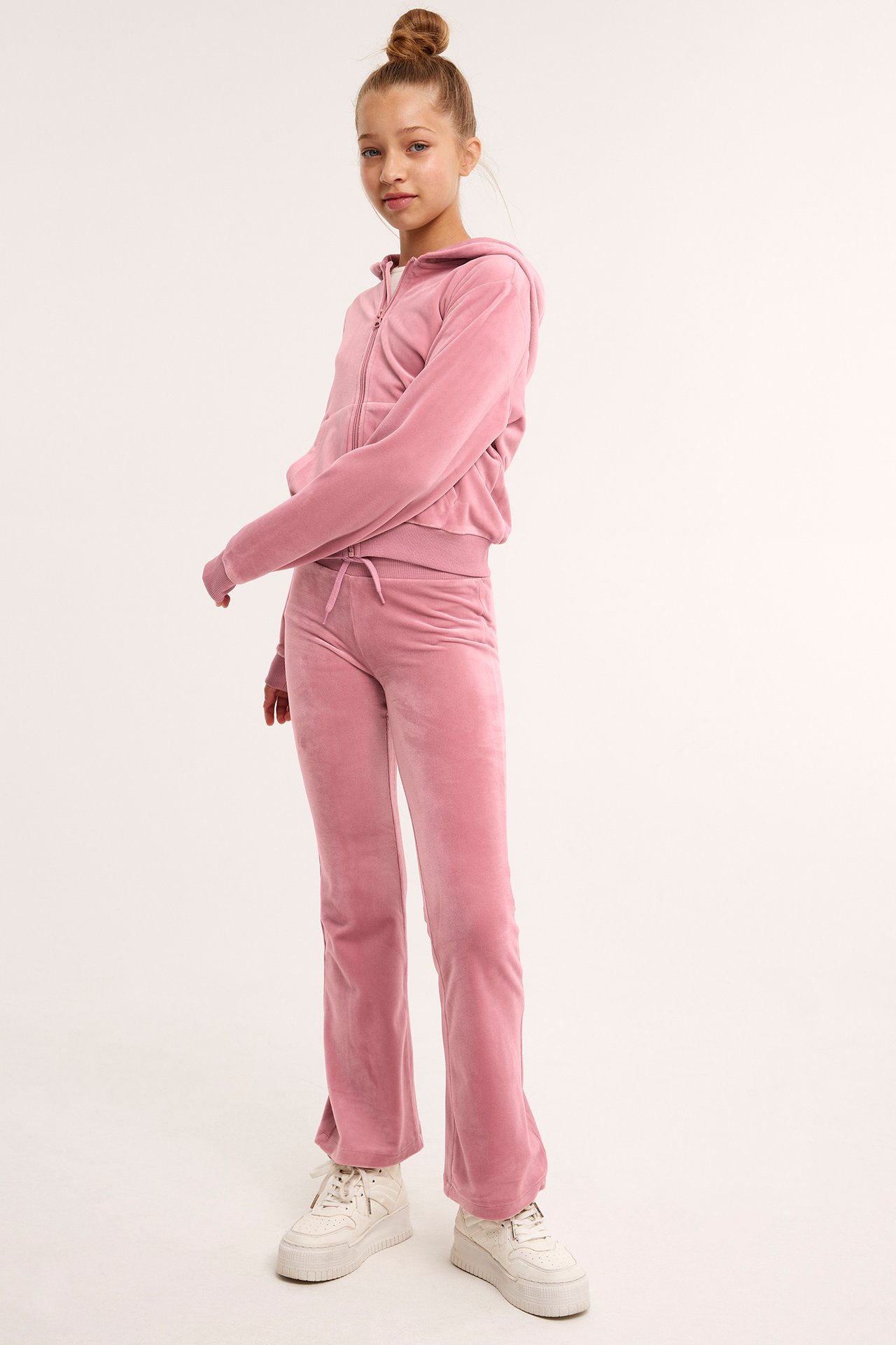 Hoodie i velour - Rosa - 3