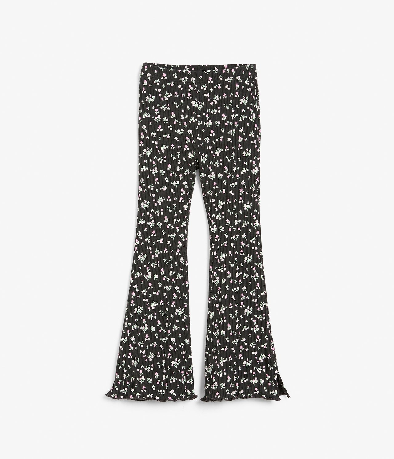 Ribatut levenevät leggingsit - Musta - 5