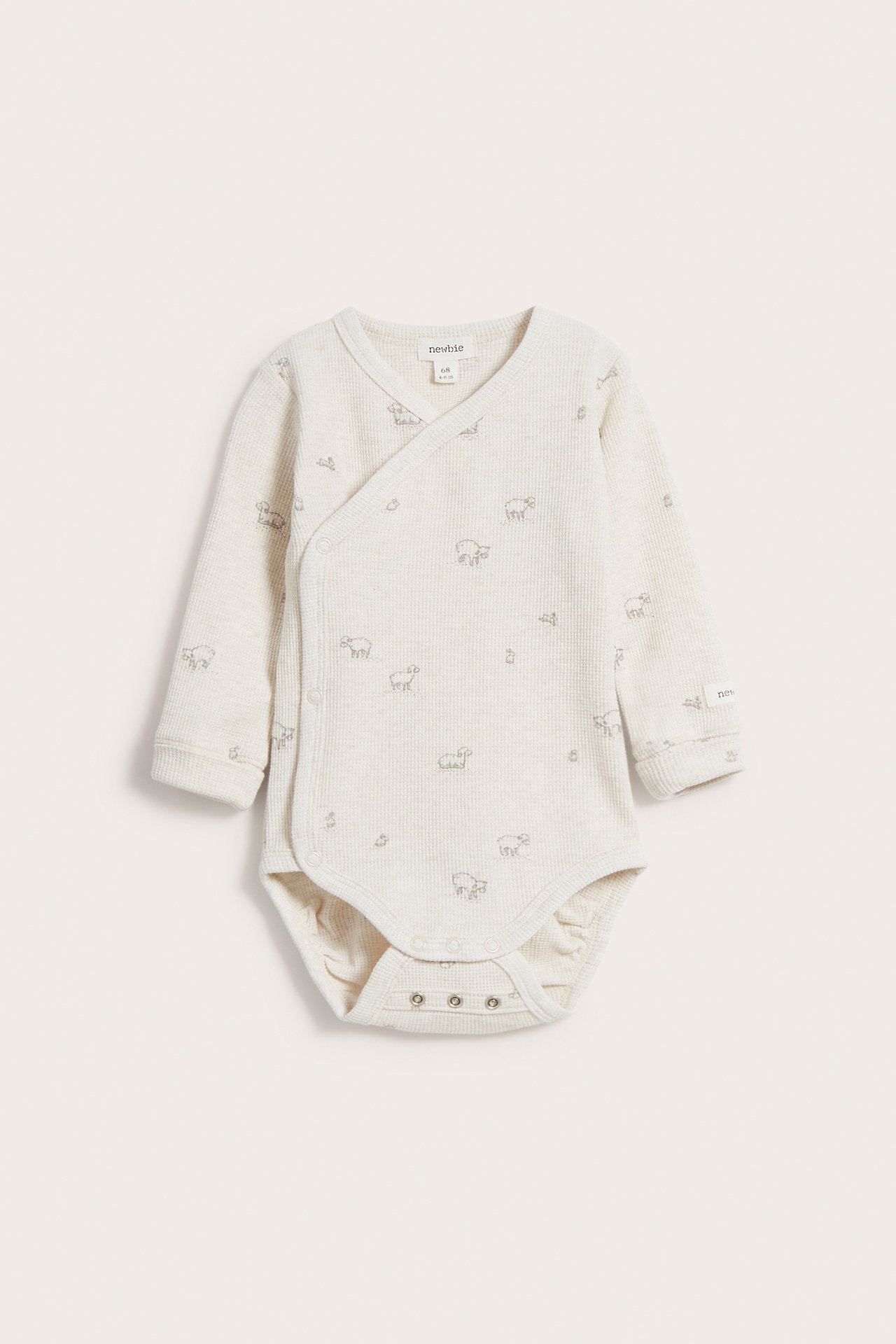 Långärmad body - Melerad beige - 2