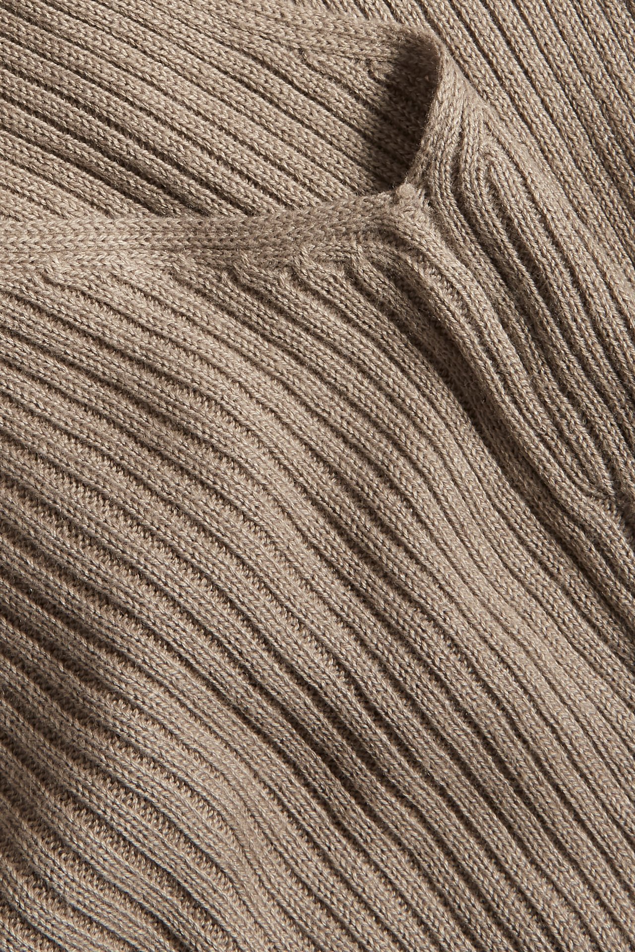 Ribbstickad tröja - Mörkbeige - 5