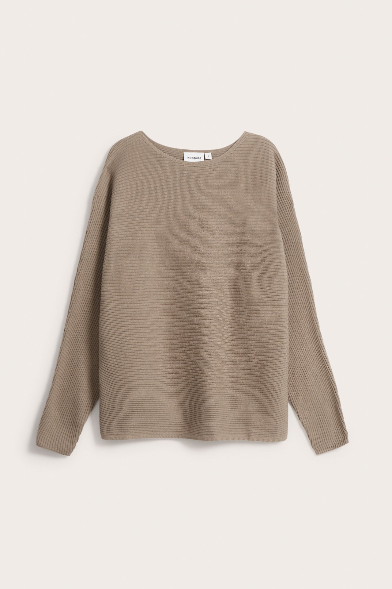 Ribbstickad tröja - Mörkbeige - 6