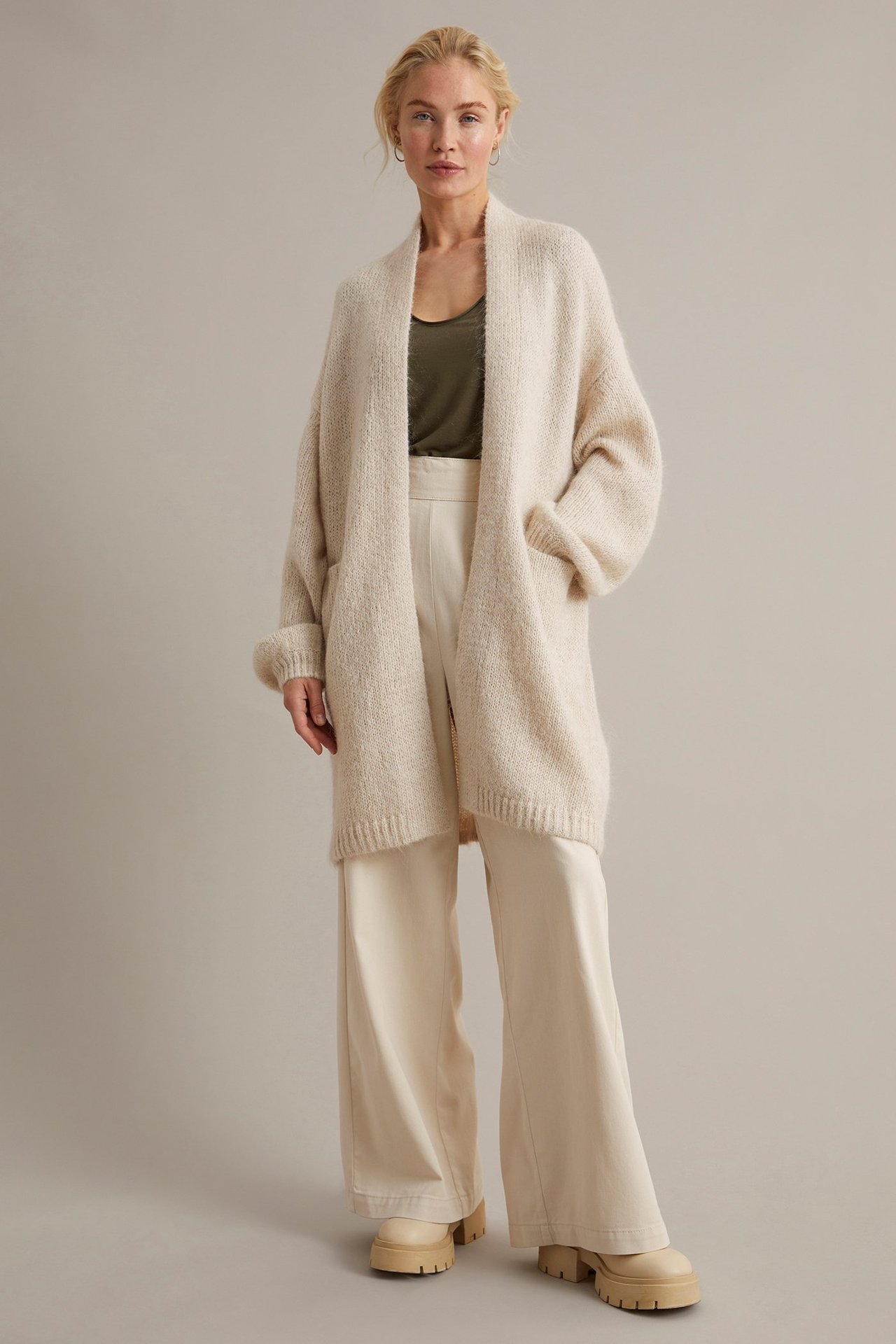 Cardigan - Ljusbeige - 176cm / Storlek: XS/S - 2