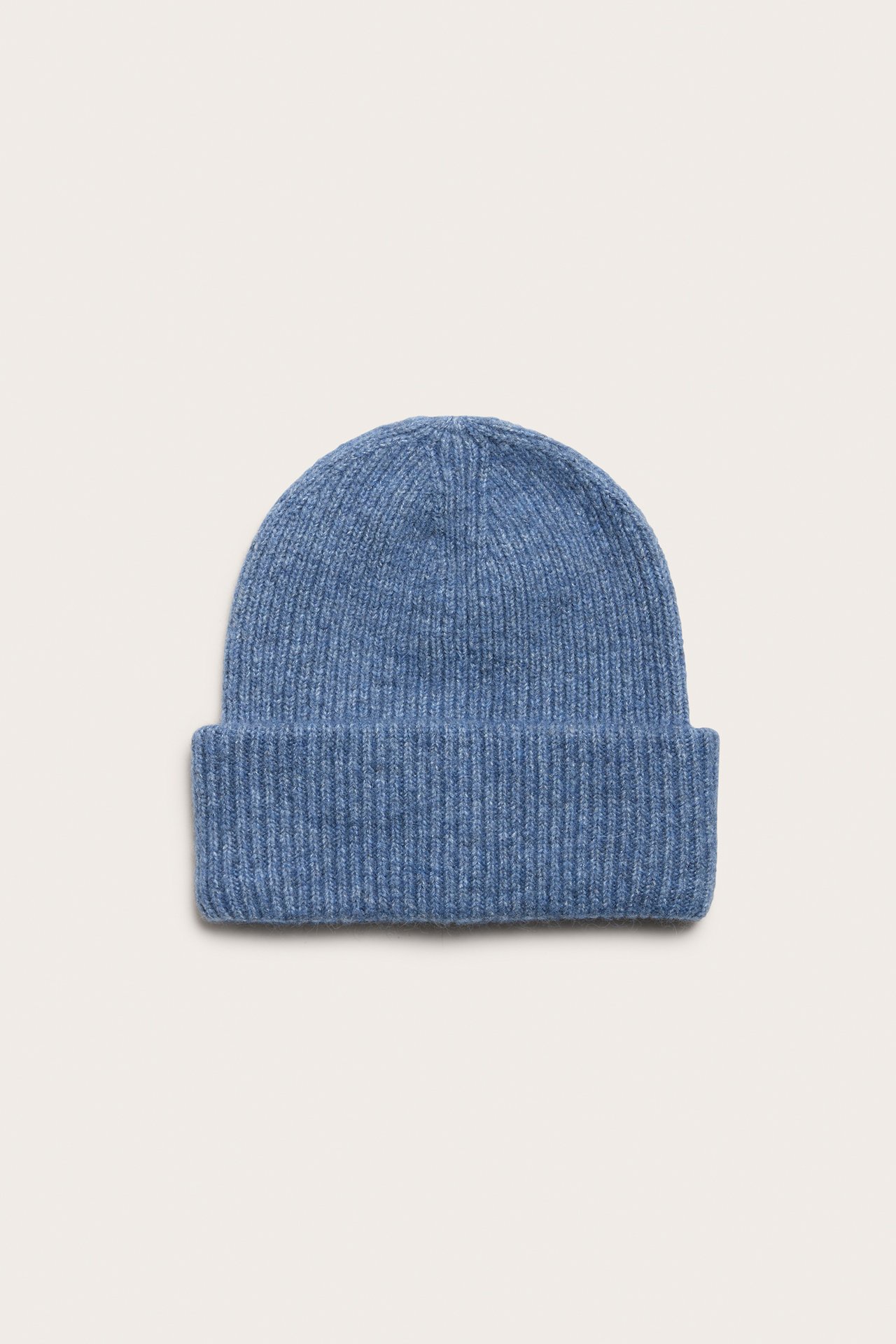 Ribbestrikket lue - Blå - 1