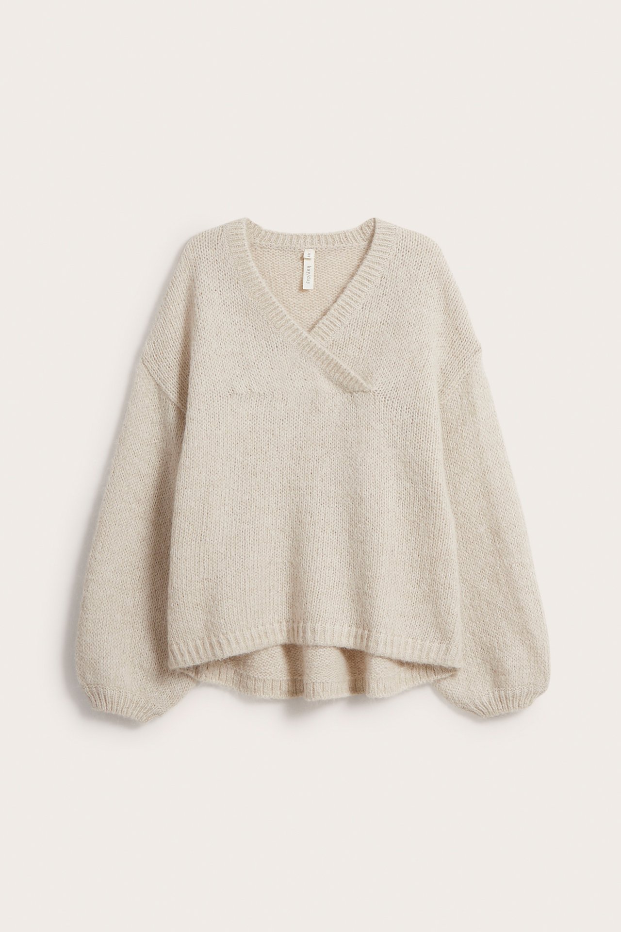 Dzianinowy sweter - Jasnobeżowy - 7