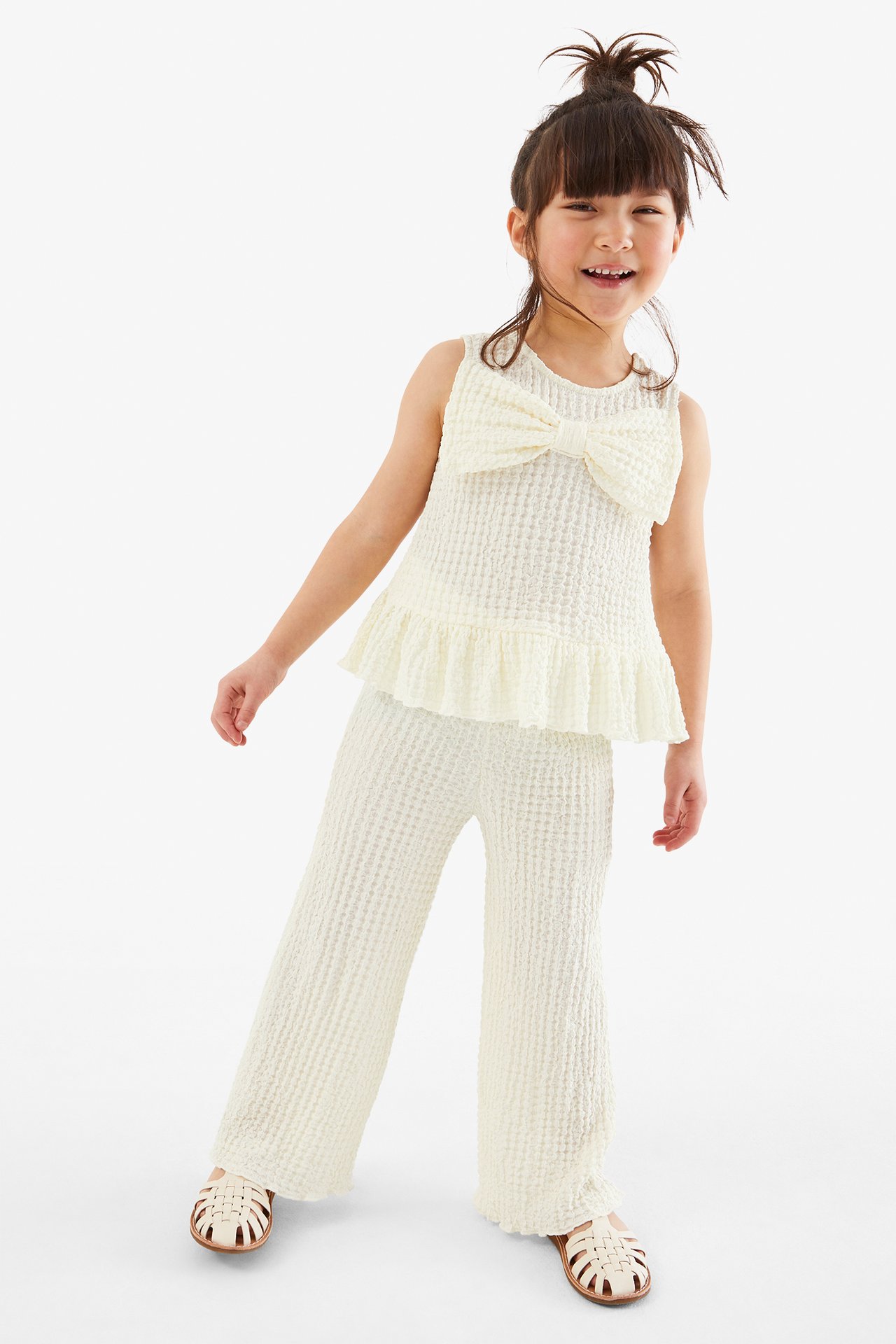 Linne med rosett - Offwhite - 1