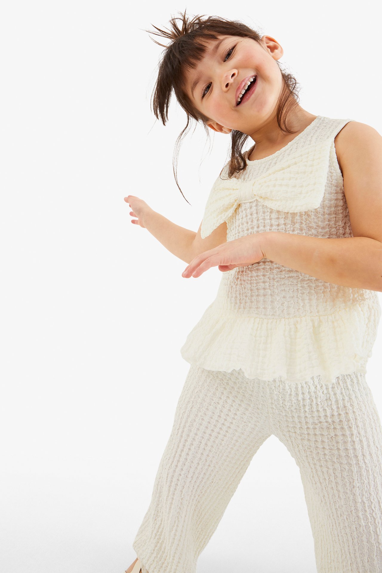 Linne med rosett - Offwhite - 3