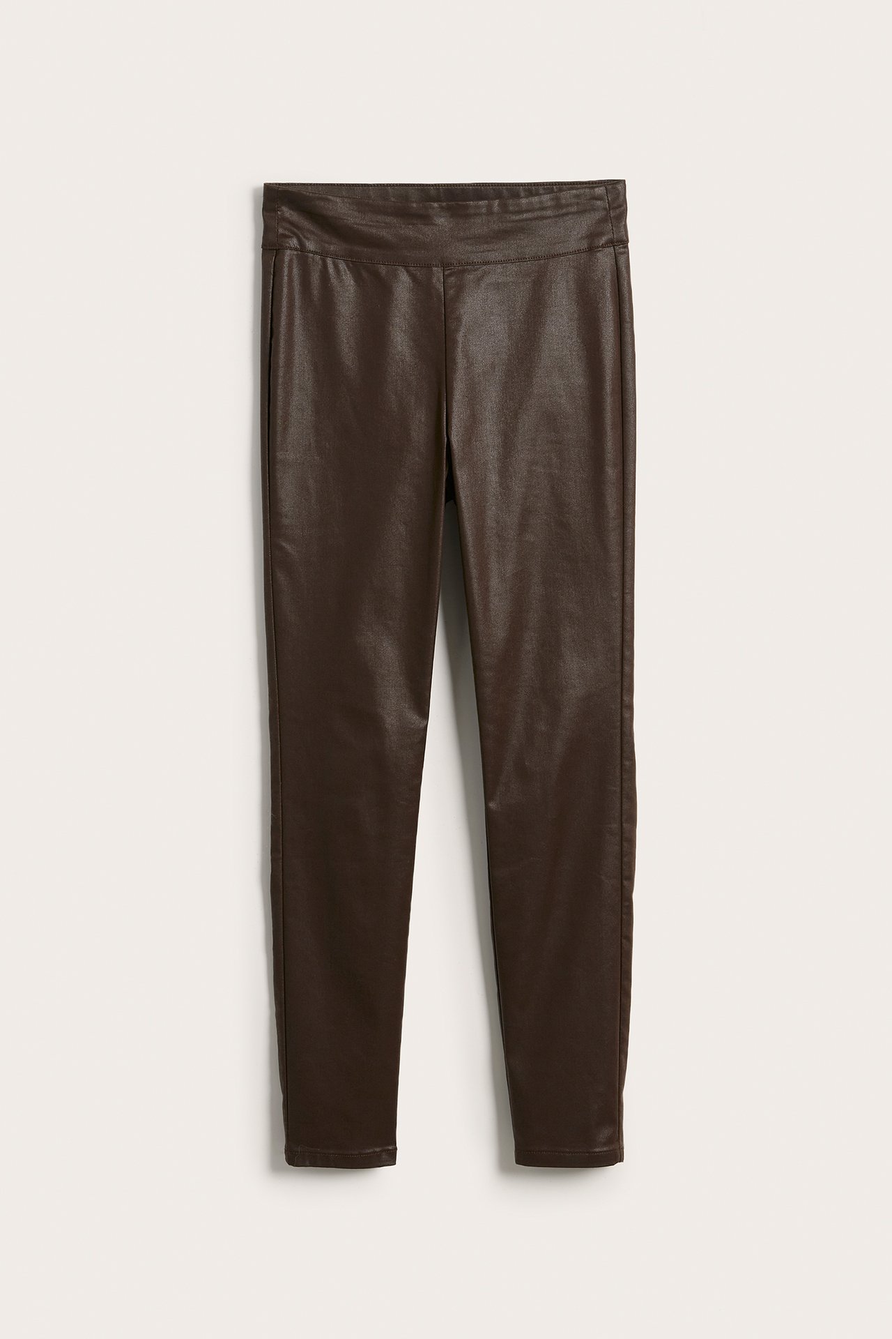Leggings i skinnimitation - Mörkbrun - 7