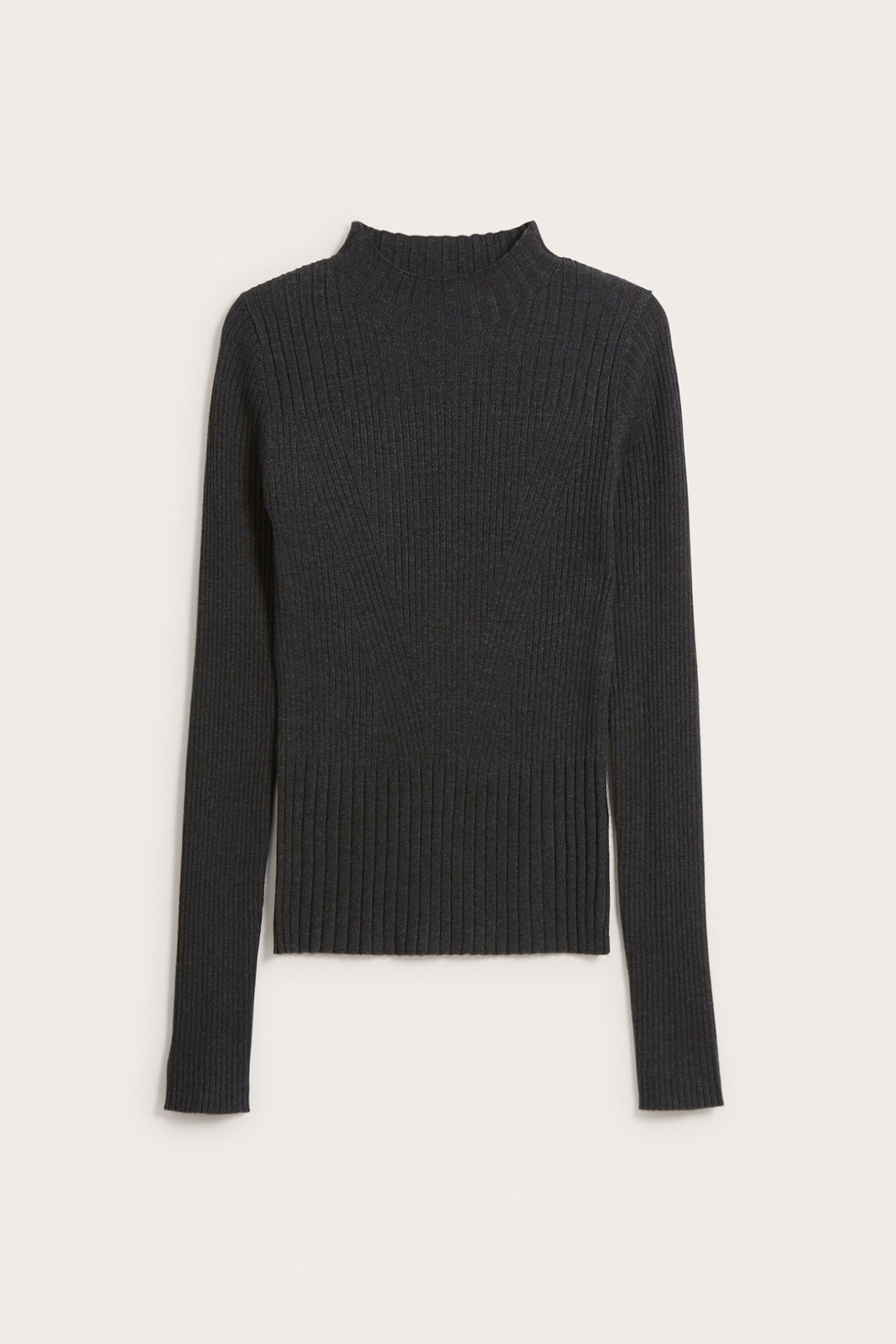 Sweter z prążkowanej dzianiny - Ciemnoszary - 5