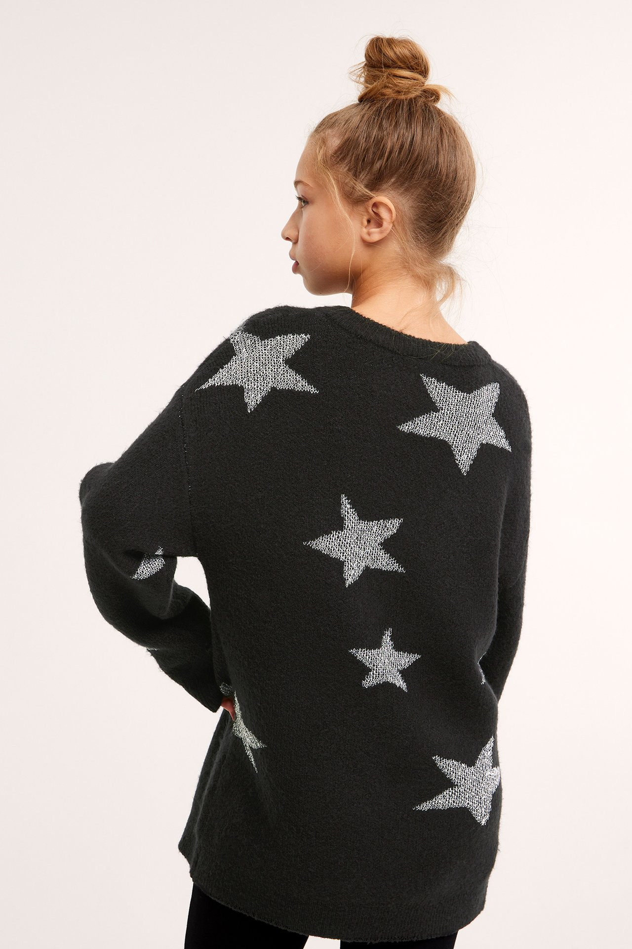 Stickad tröja med stjärnor - Svart - 3