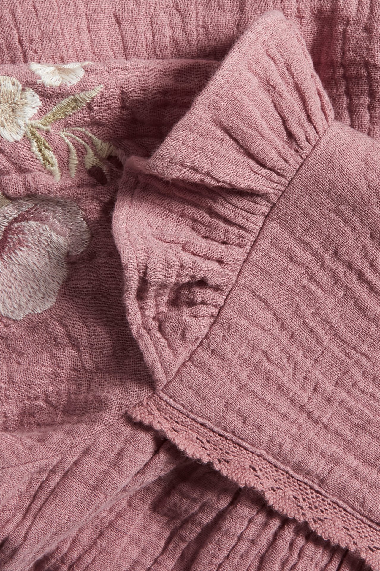 Vauvojen mekko, jossa on brodeeraus - Tummanpinkki - 1