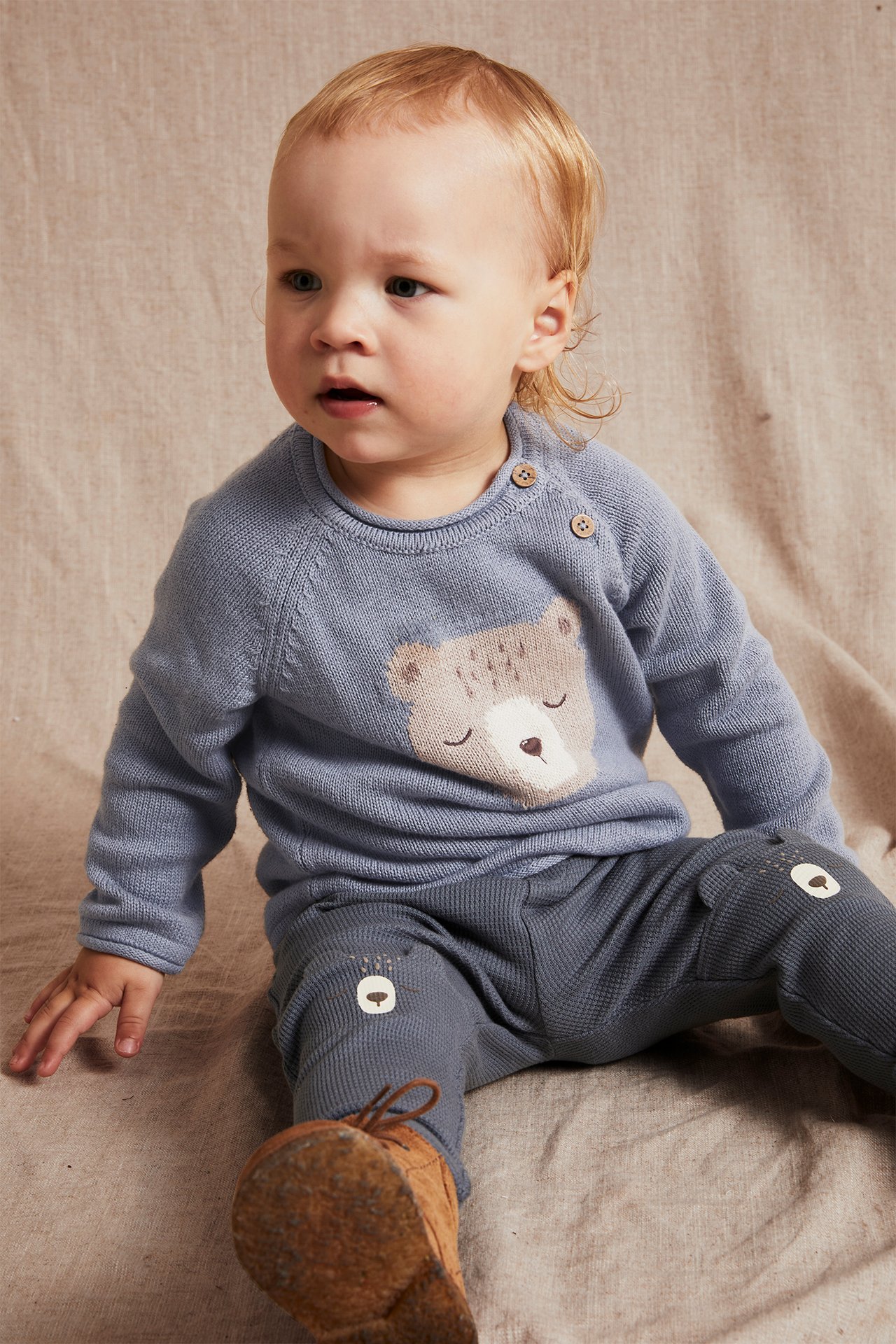 Jacquardstrikket topp baby - Lyseblå - 3