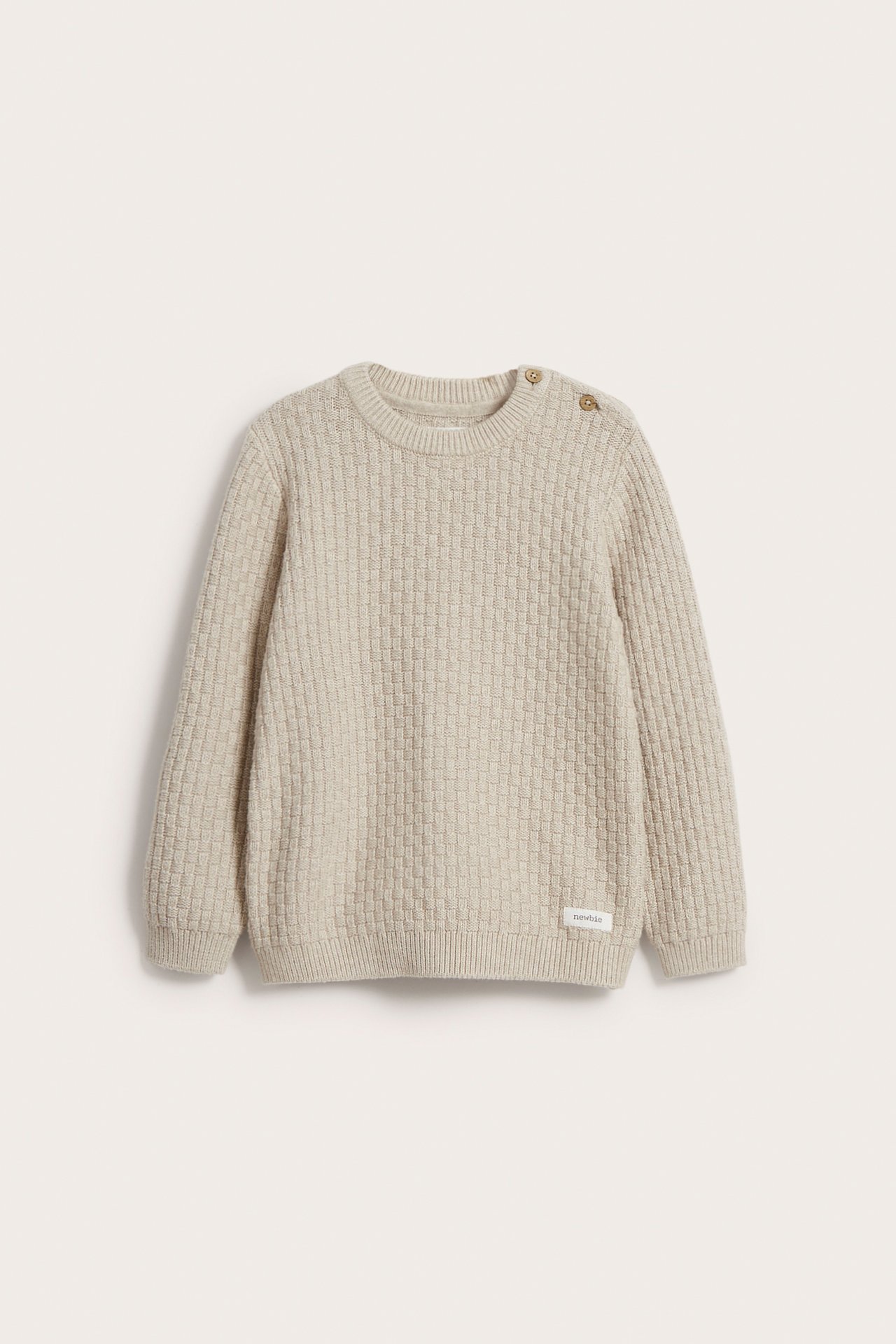 Dzianinowy sweter - Melanżowy beż - 2