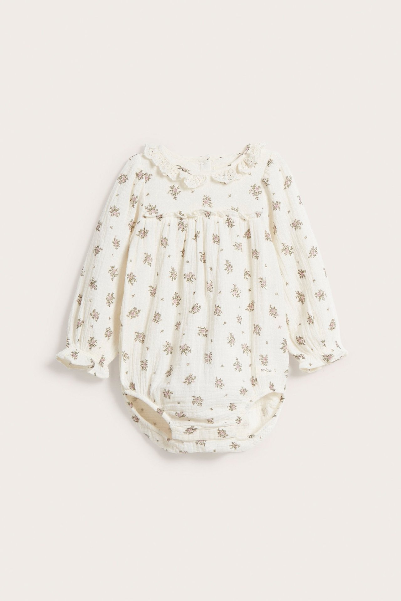 Blommig body baby - Offwhite - 2