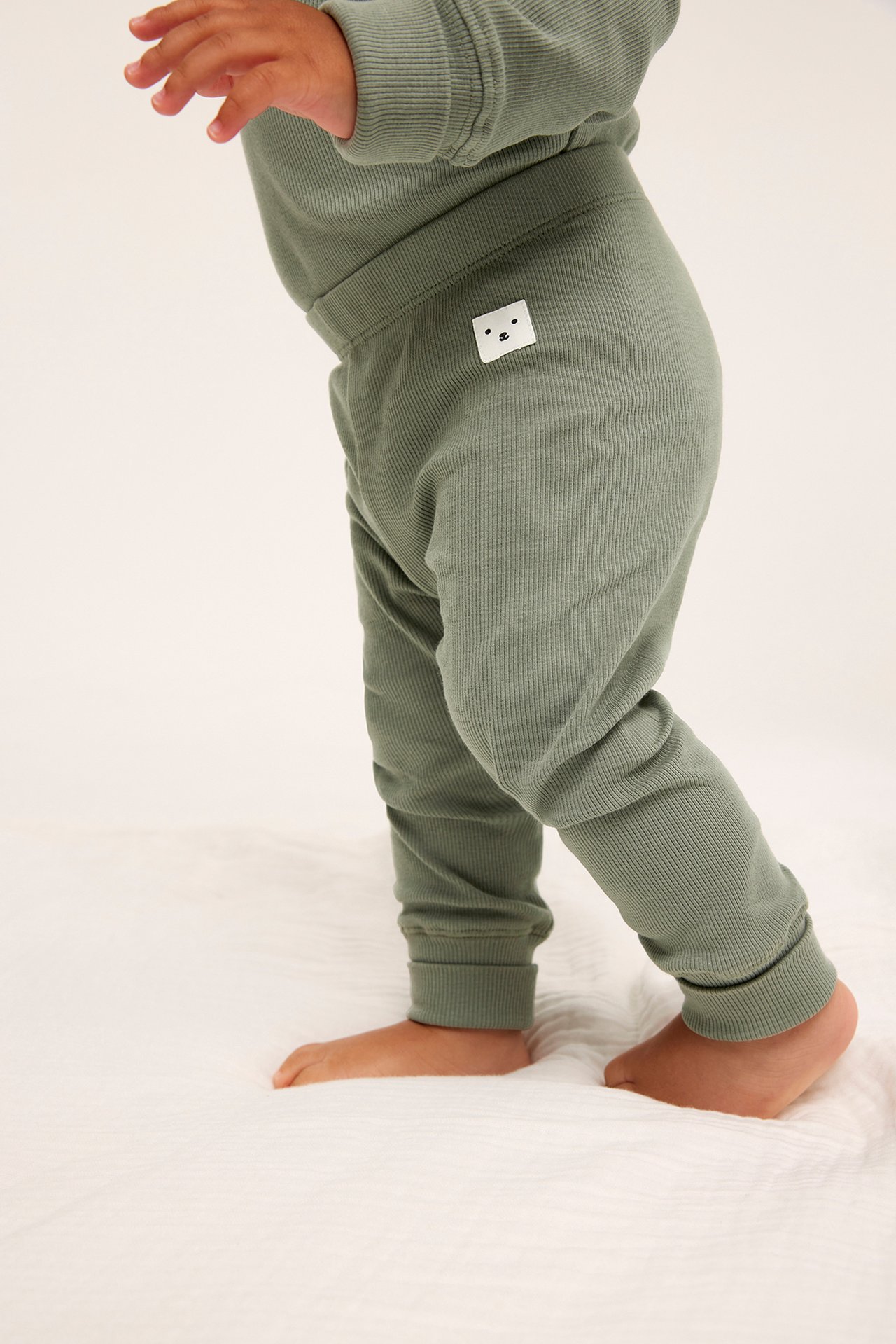 Ribbade leggings baby - Grön - 1