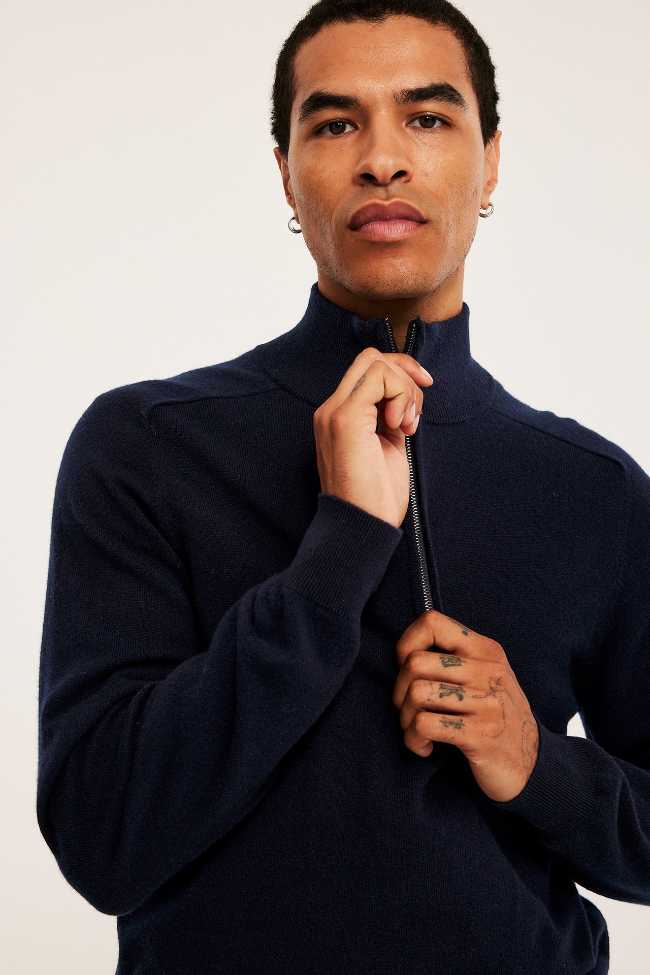 Ulltröja half-zip - Mörkblå - 8