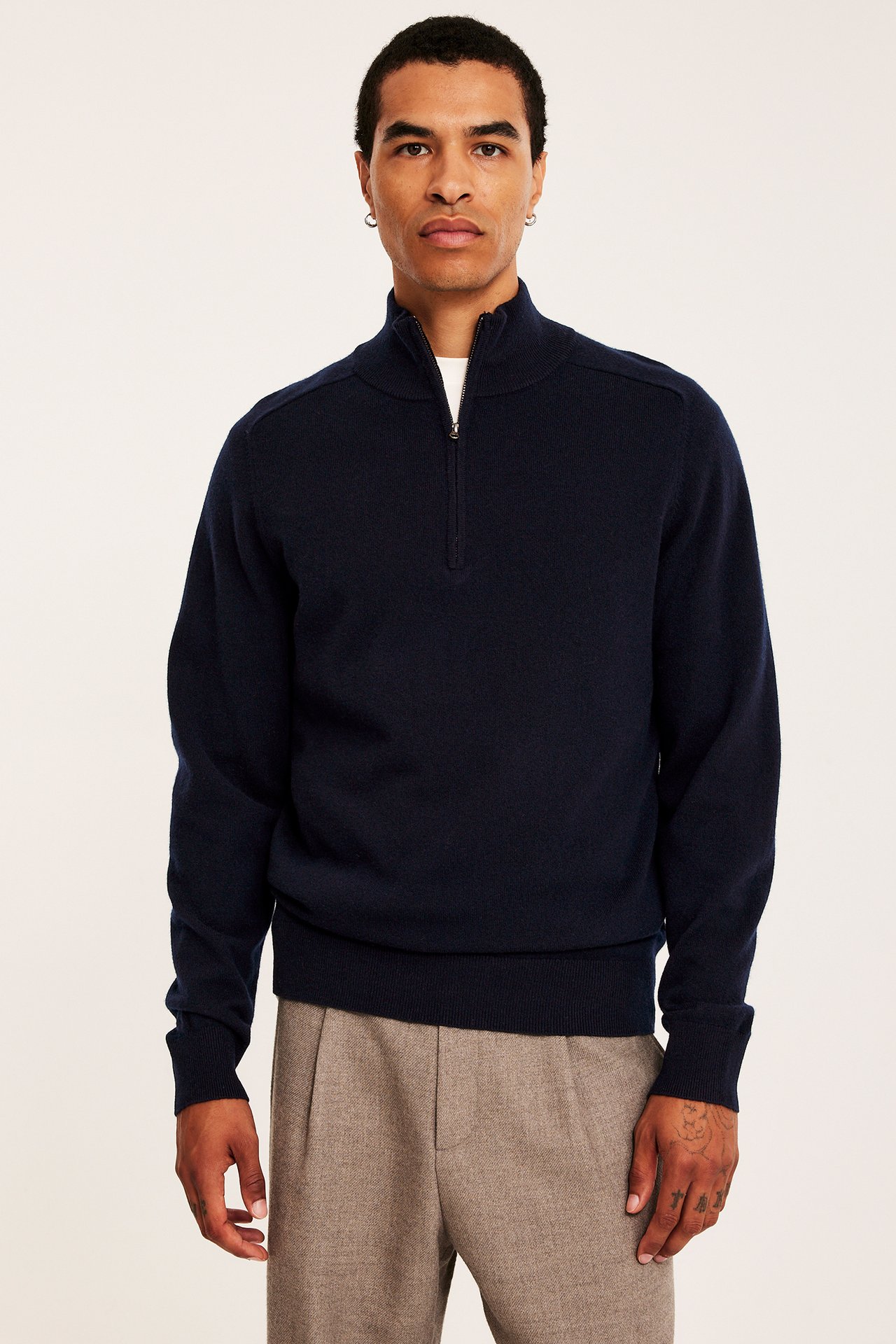 Ulltröja half-zip - Mörkblå - 5