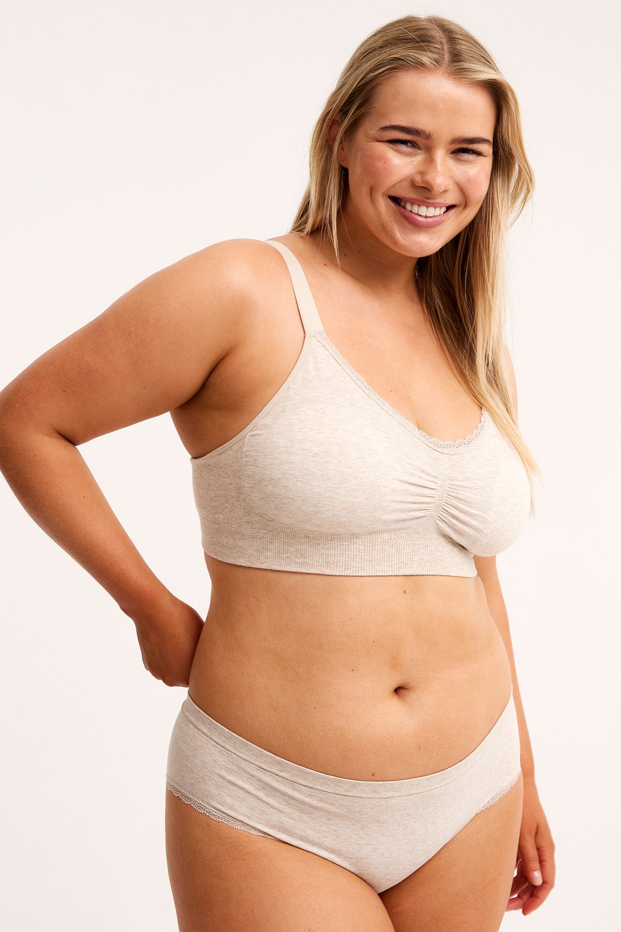 Seamless brieftruse - Melert beige - 1