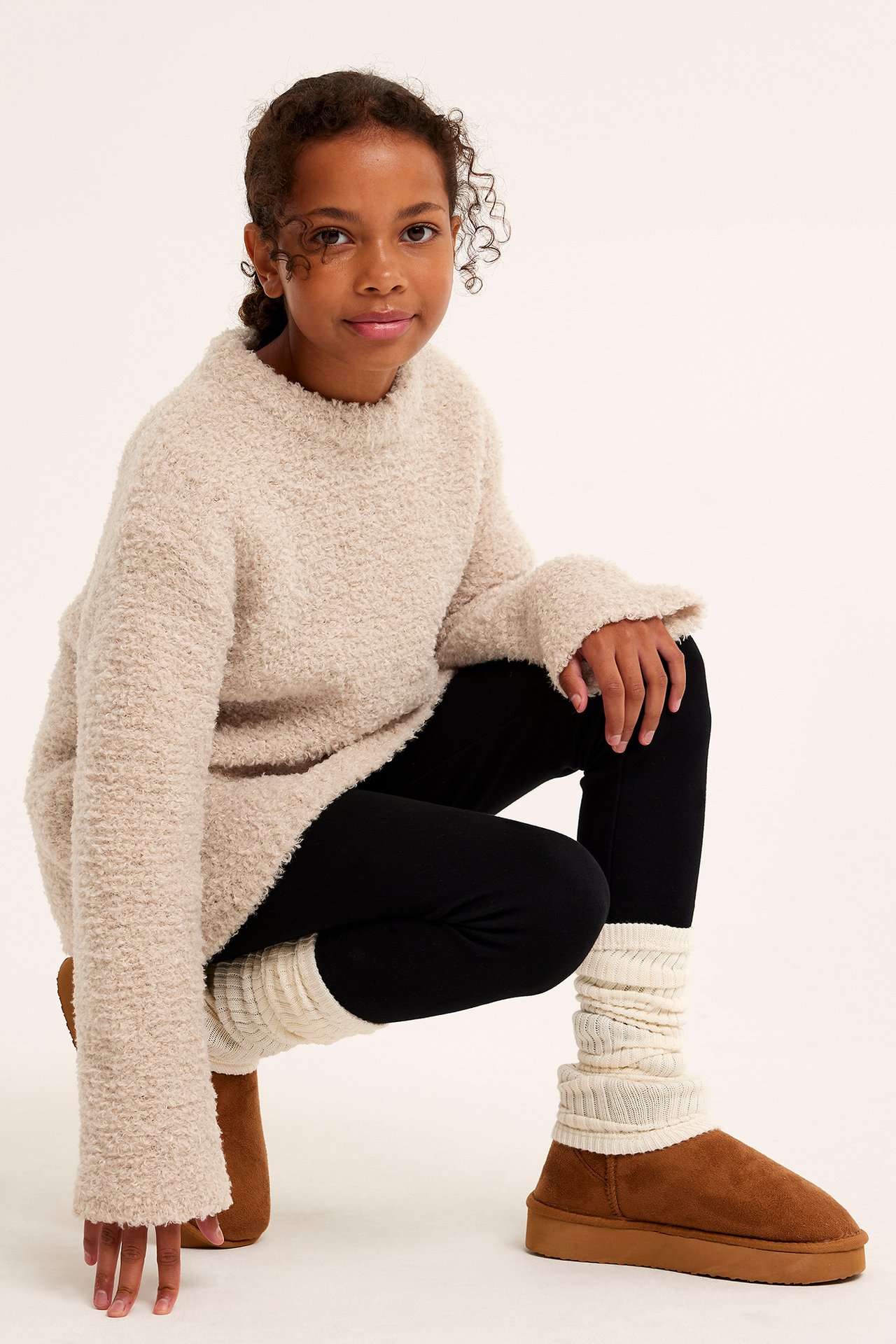 Dzianinowy sweter - Beżowy - 2
