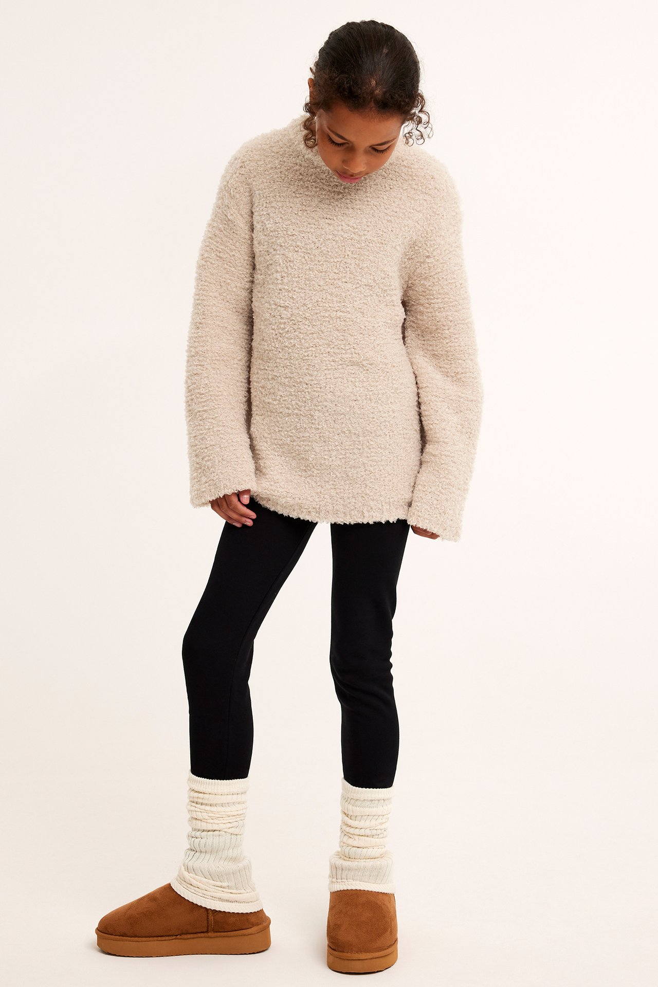 Dzianinowy sweter - Beżowy - 3