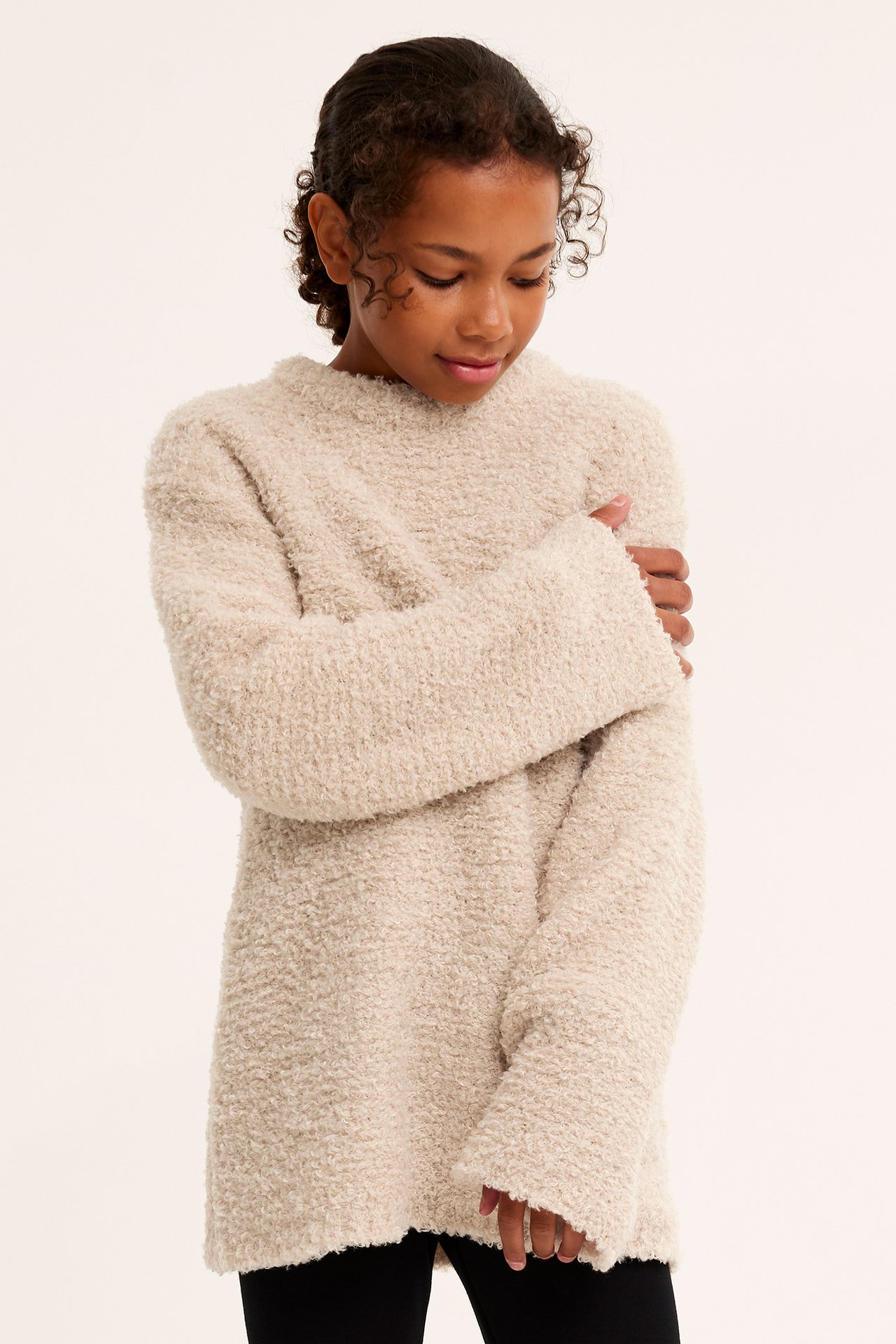 Dzianinowy sweter - Beżowy - 1