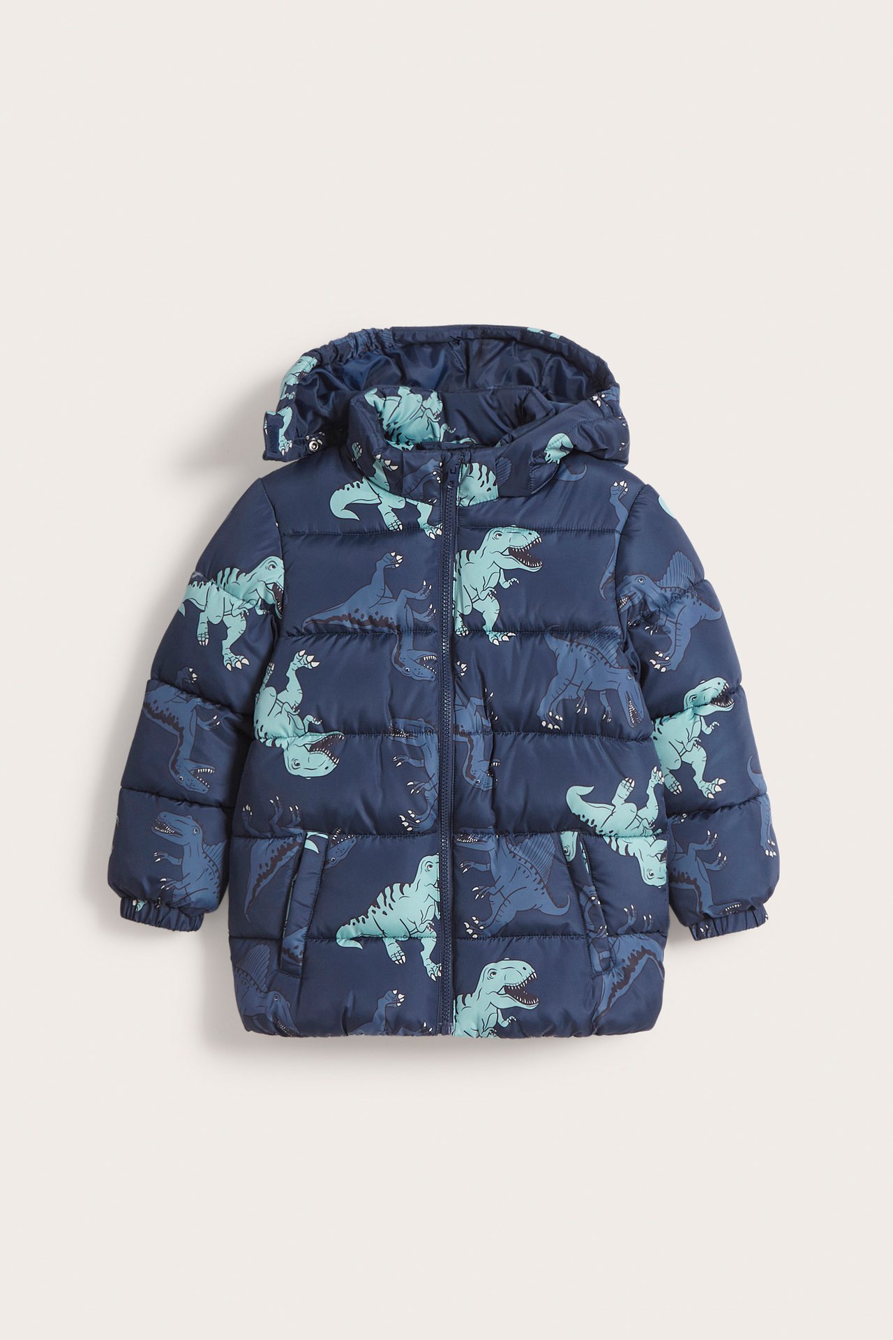Dinosaur-pufferjakke - Mørkeblå - 10
