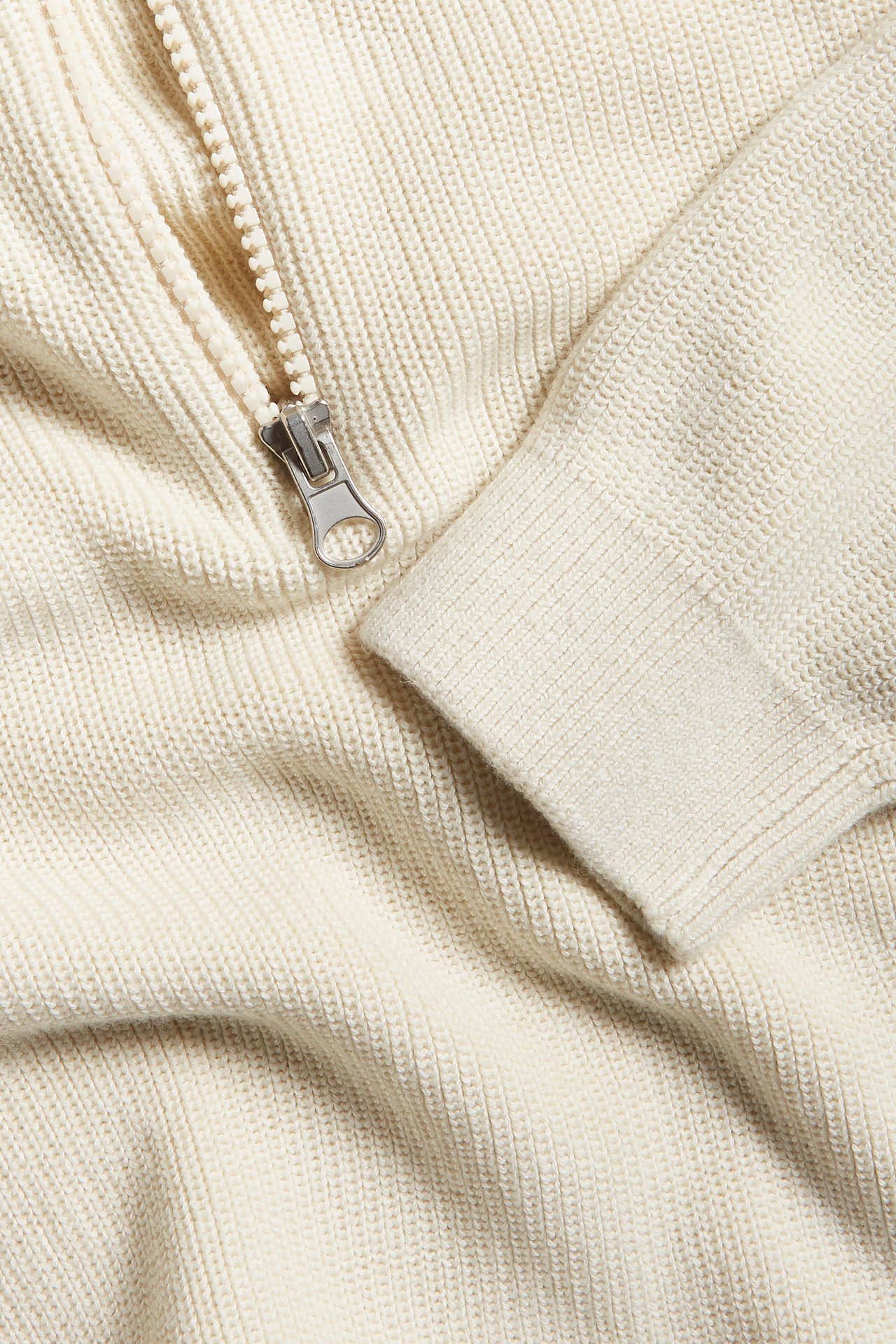 Stickad tröja half-zip - Ljusbeige - 5