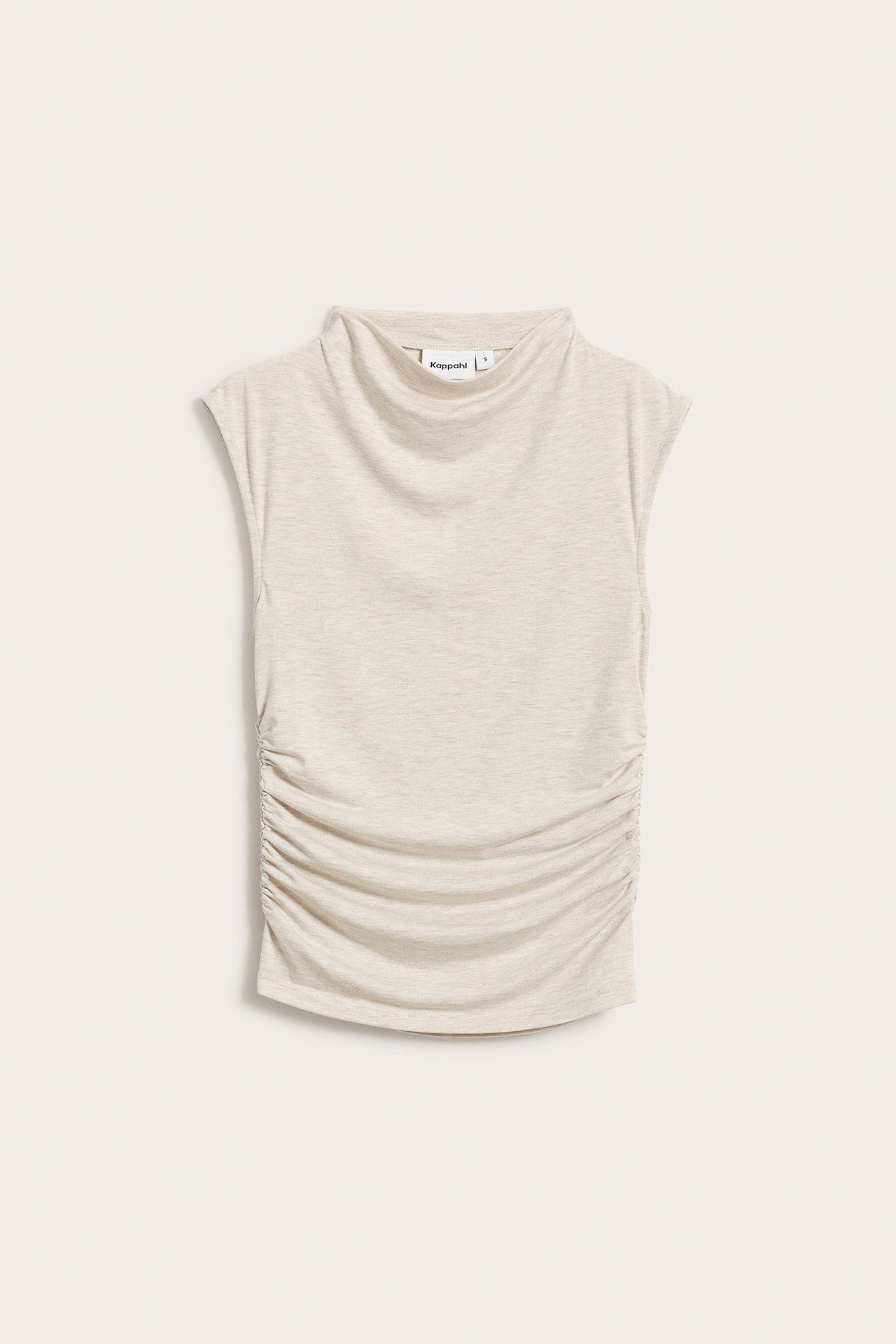 Topp med drapering - Melerad beige - 7