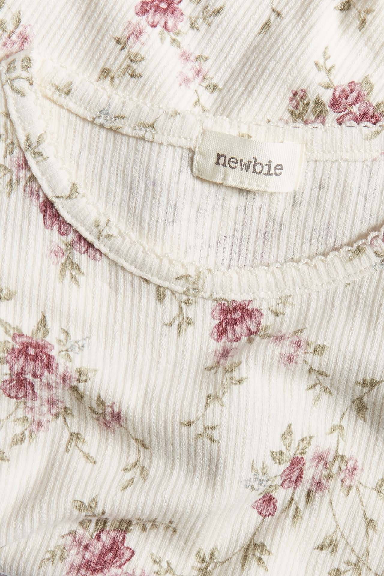 Blomstrete langermet topp - Offwhite - 1