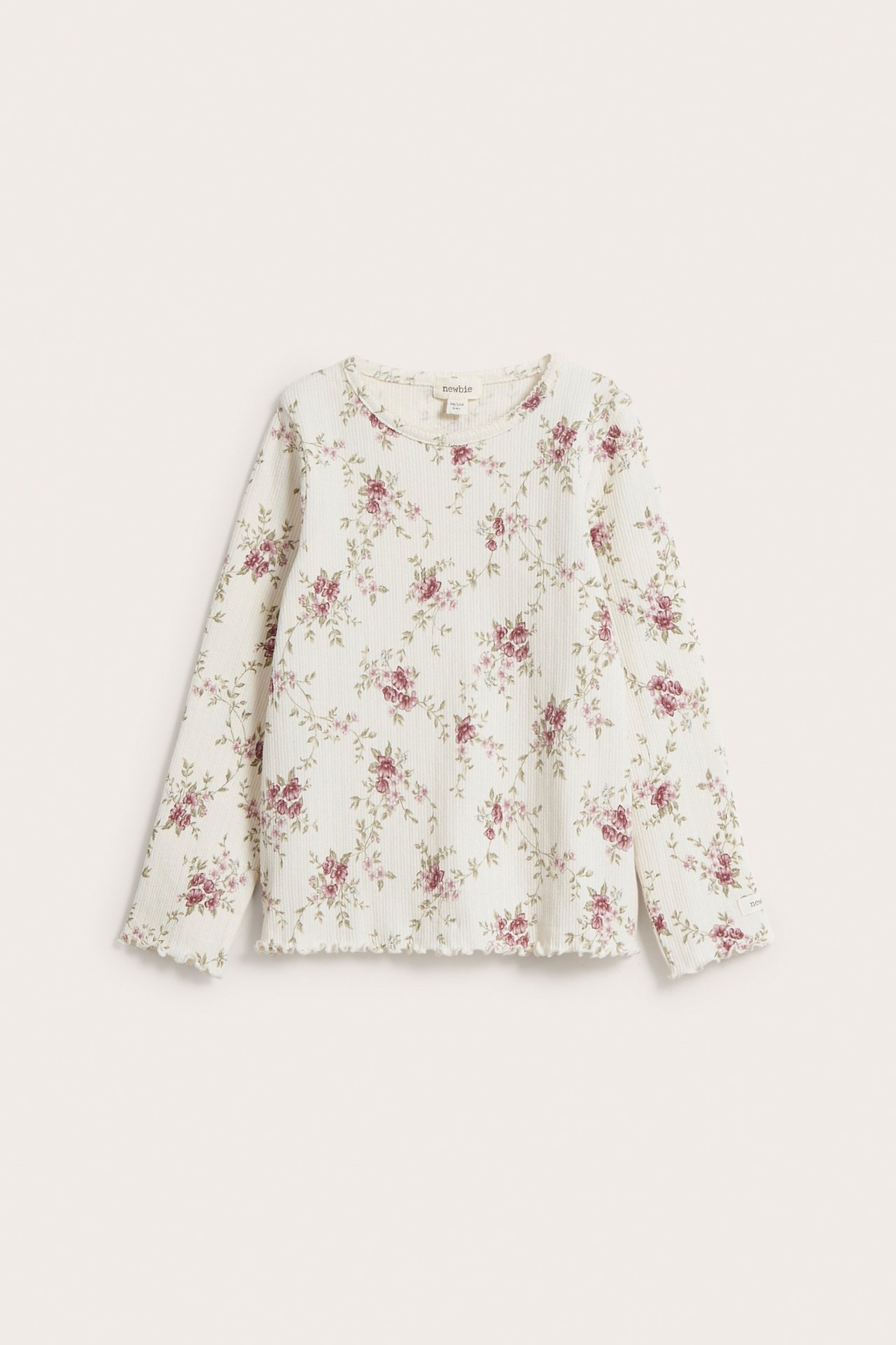 Blomstrete langermet topp - Offwhite - 2