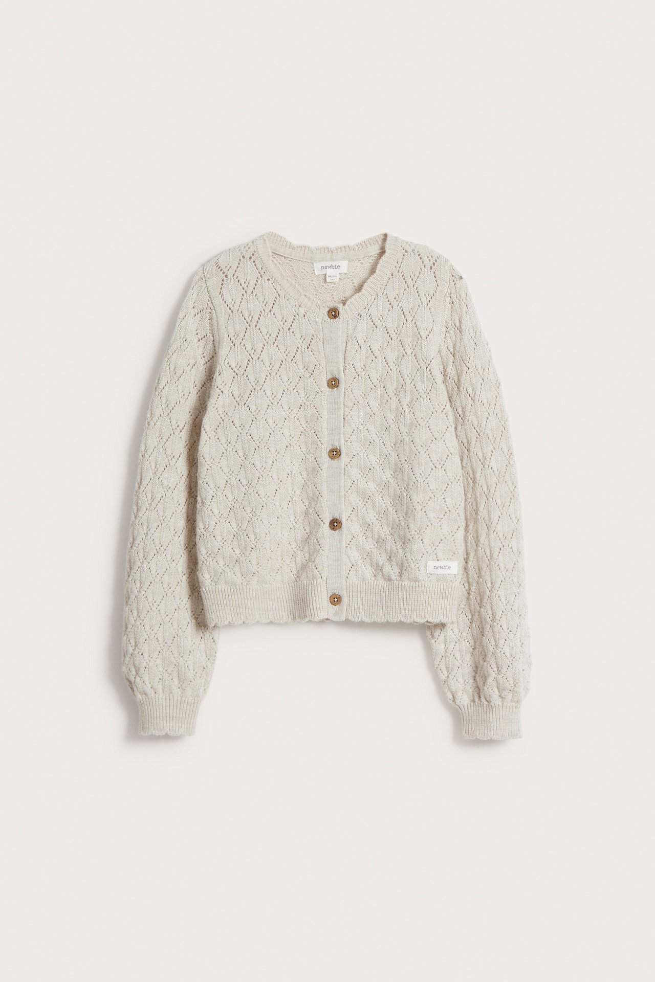 Merinovillaa oleva neuletakki - Meleerattu beige - 2