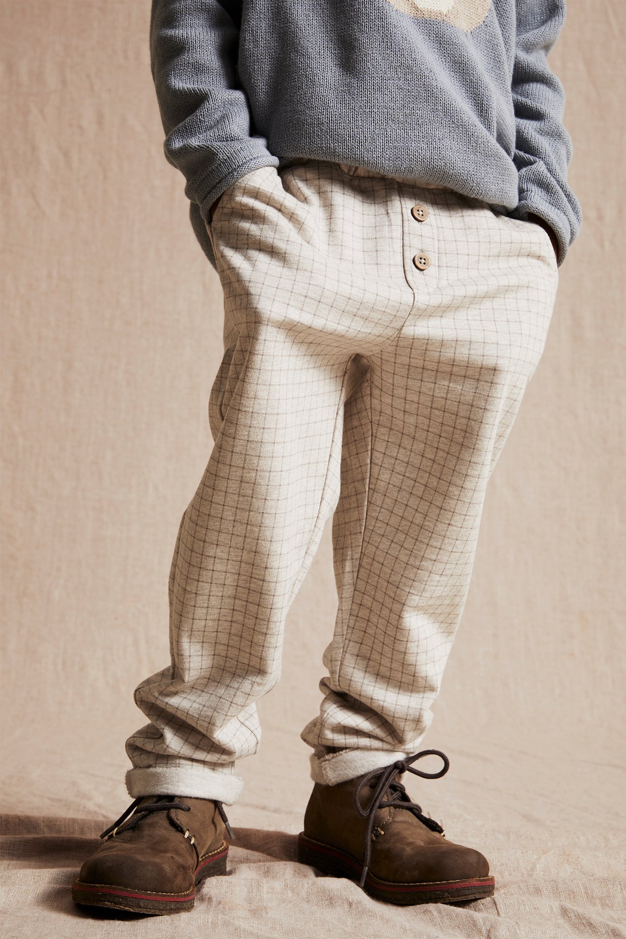 Spodnie dresowe we wzory - Melanżowy beż - 3