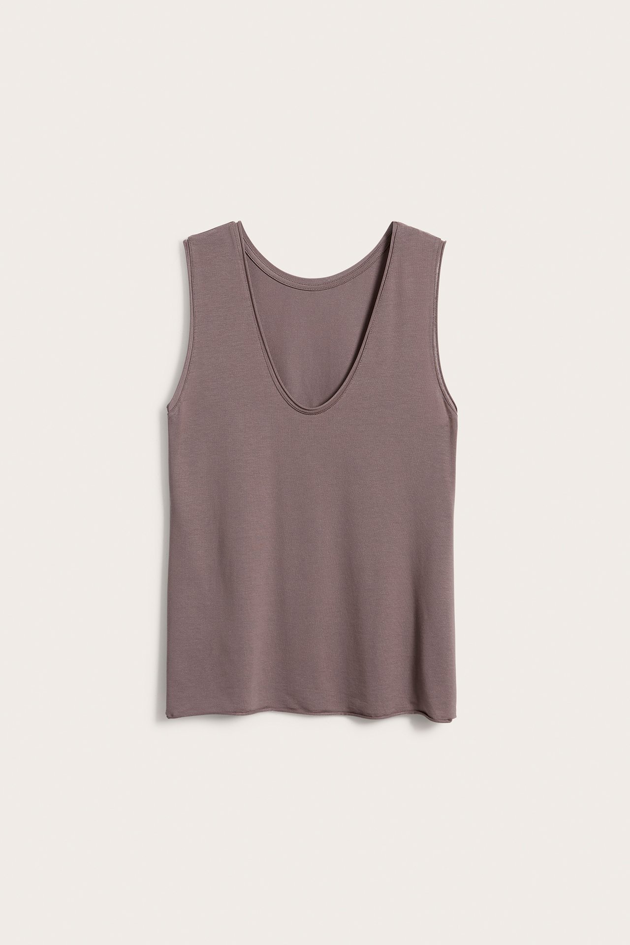 Singlet med vendbar halsutringning - Mørk beige - 5