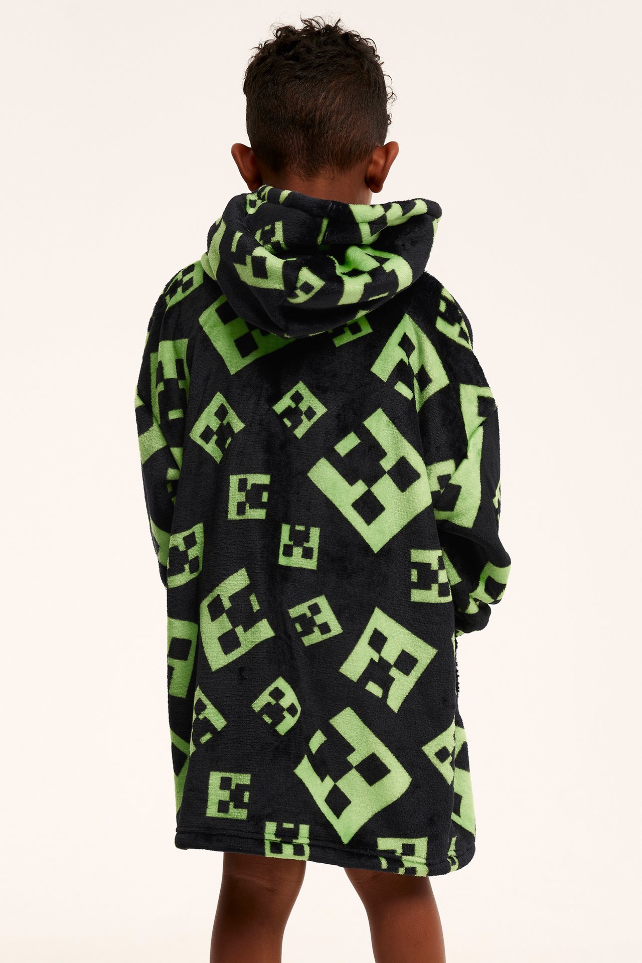 Bluza z polaru, z kapturem, Minecraft - Czarne - 3