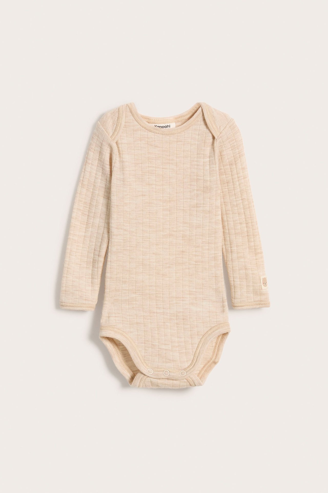 Ribbad body i ull - Melerad beige - 6