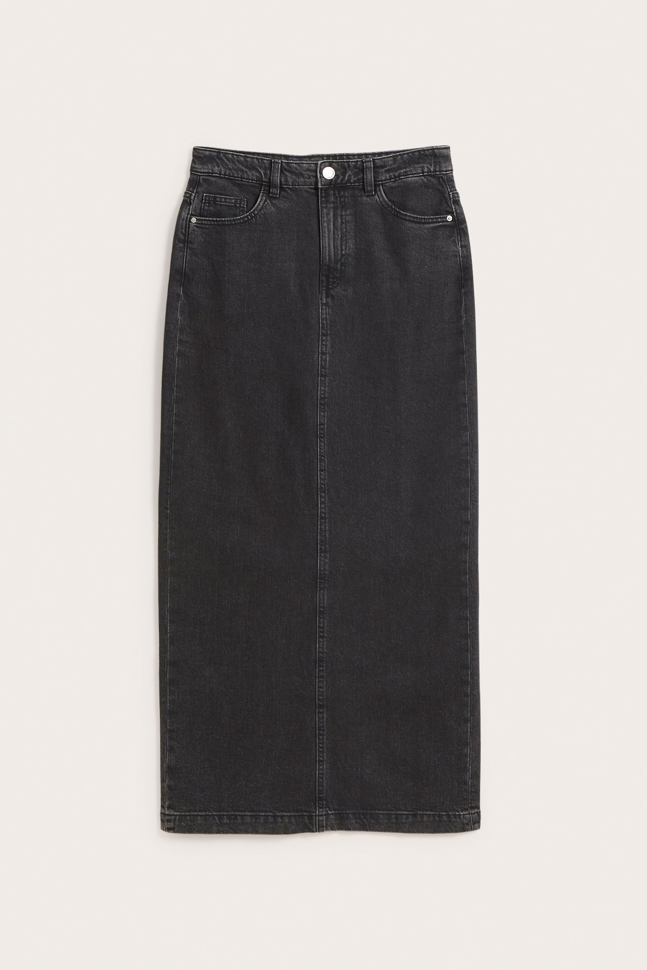 Langt jeansskjørt - Svart denim - 7