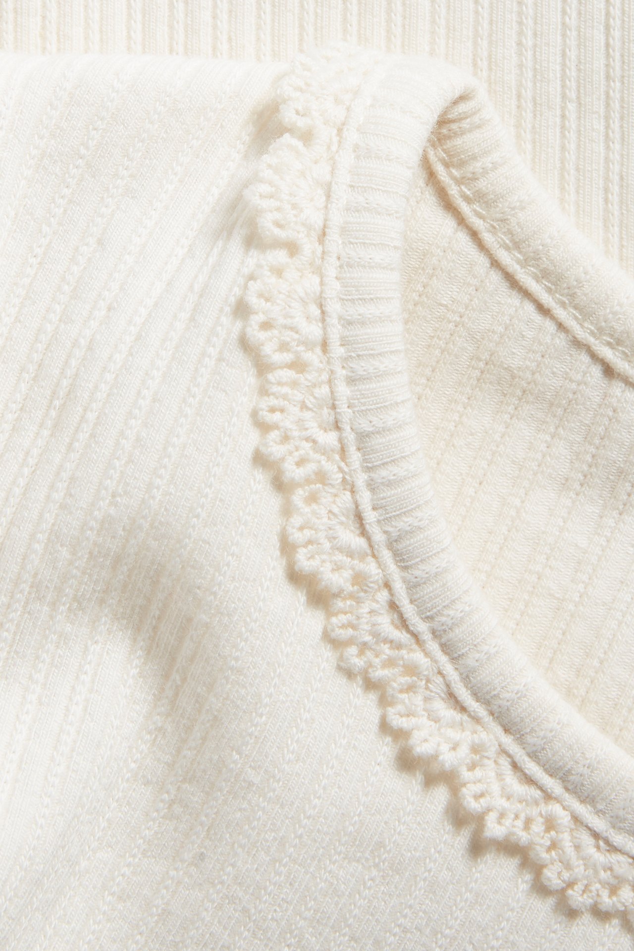 Langermet topp med frynser - Offwhite - 1
