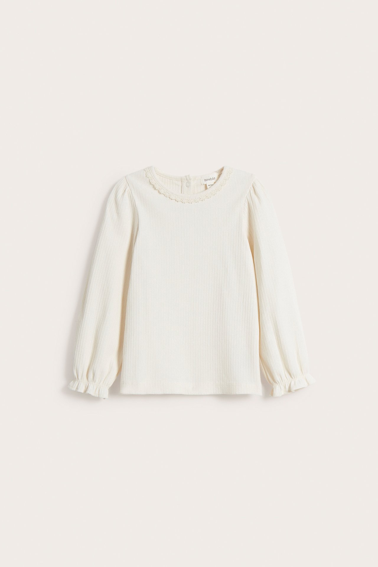 Langermet topp med frynser - Offwhite - 2