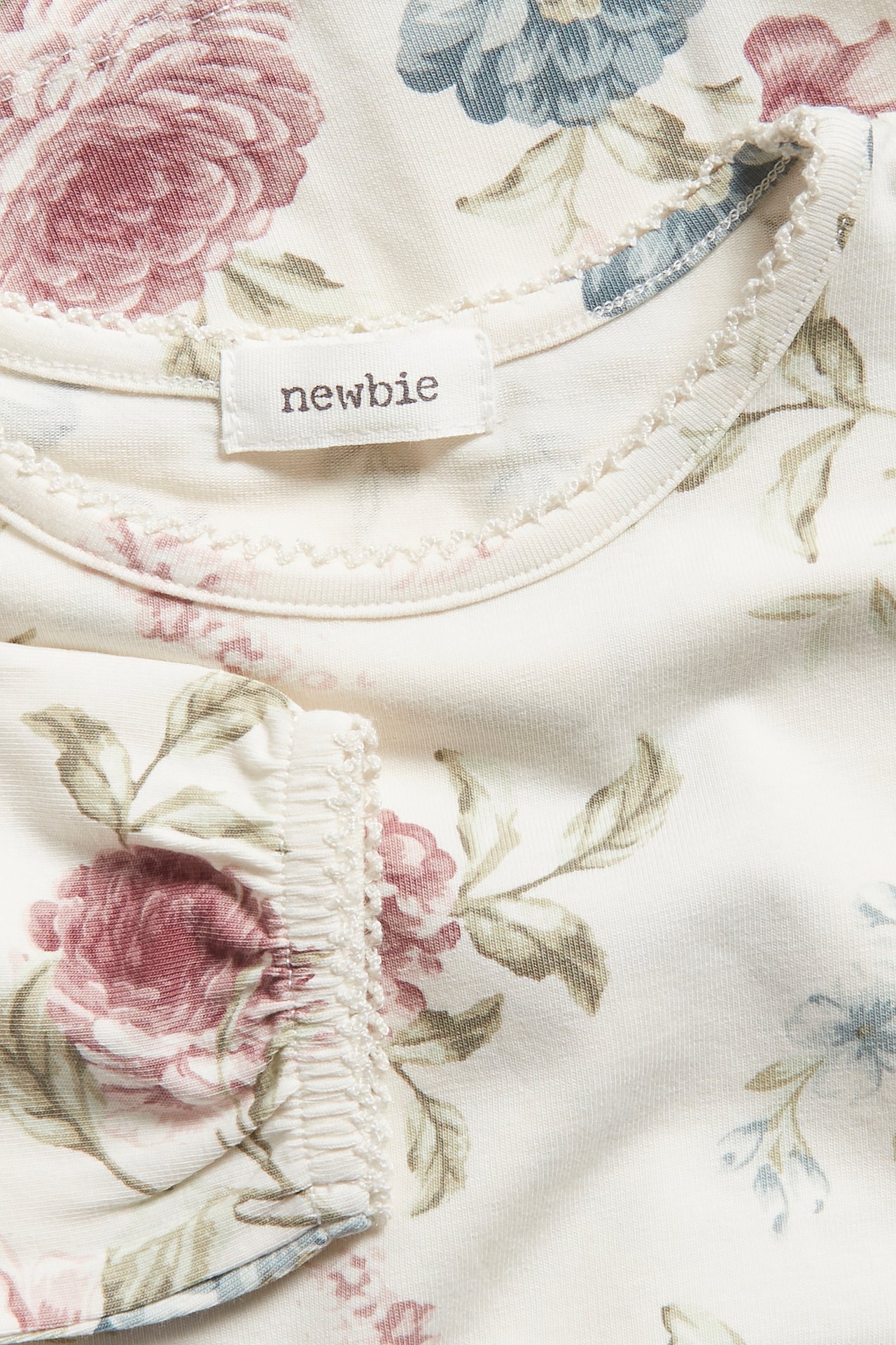 Blommig långärmad topp - Offwhite - 1