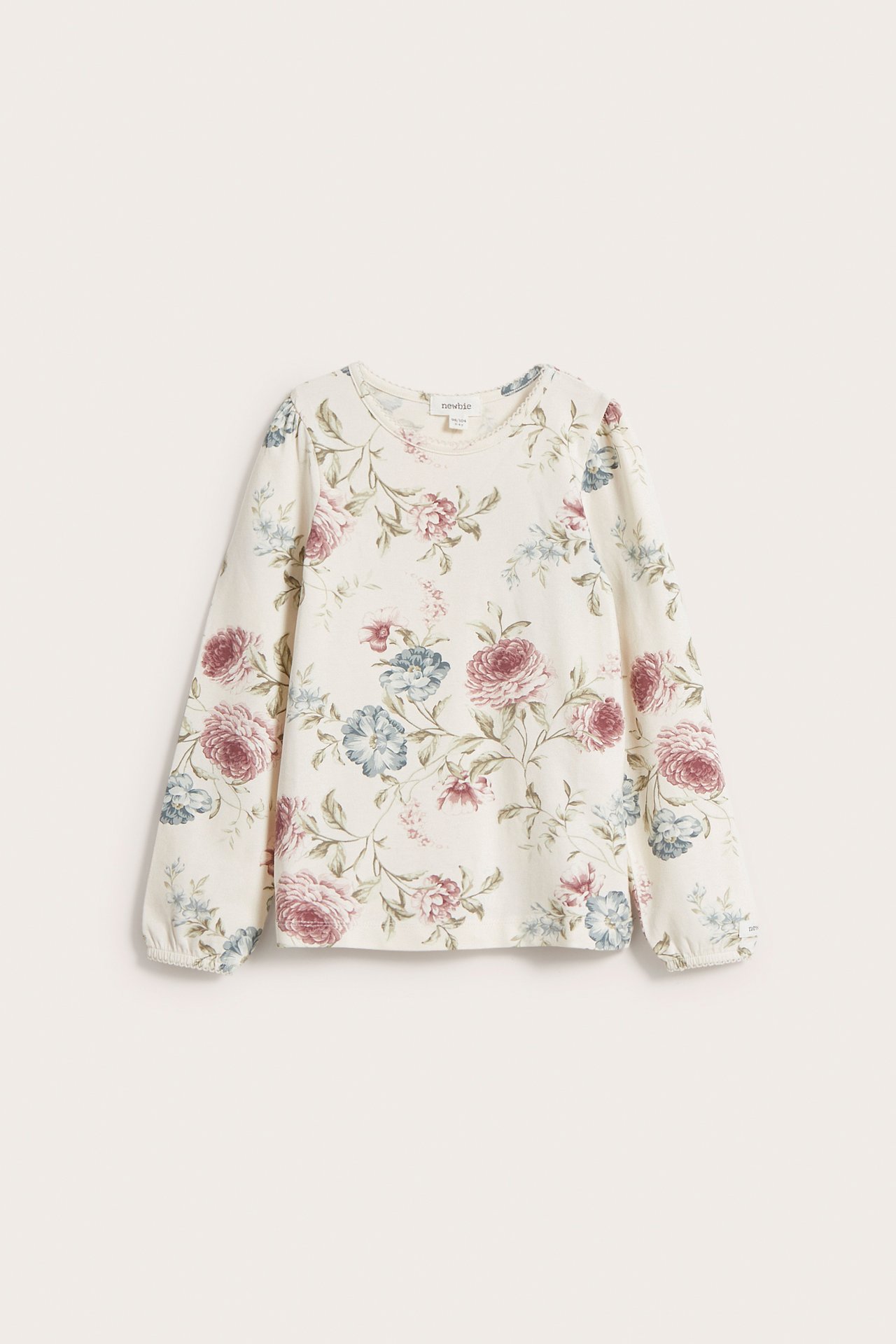 Blommig långärmad topp - Offwhite - 2