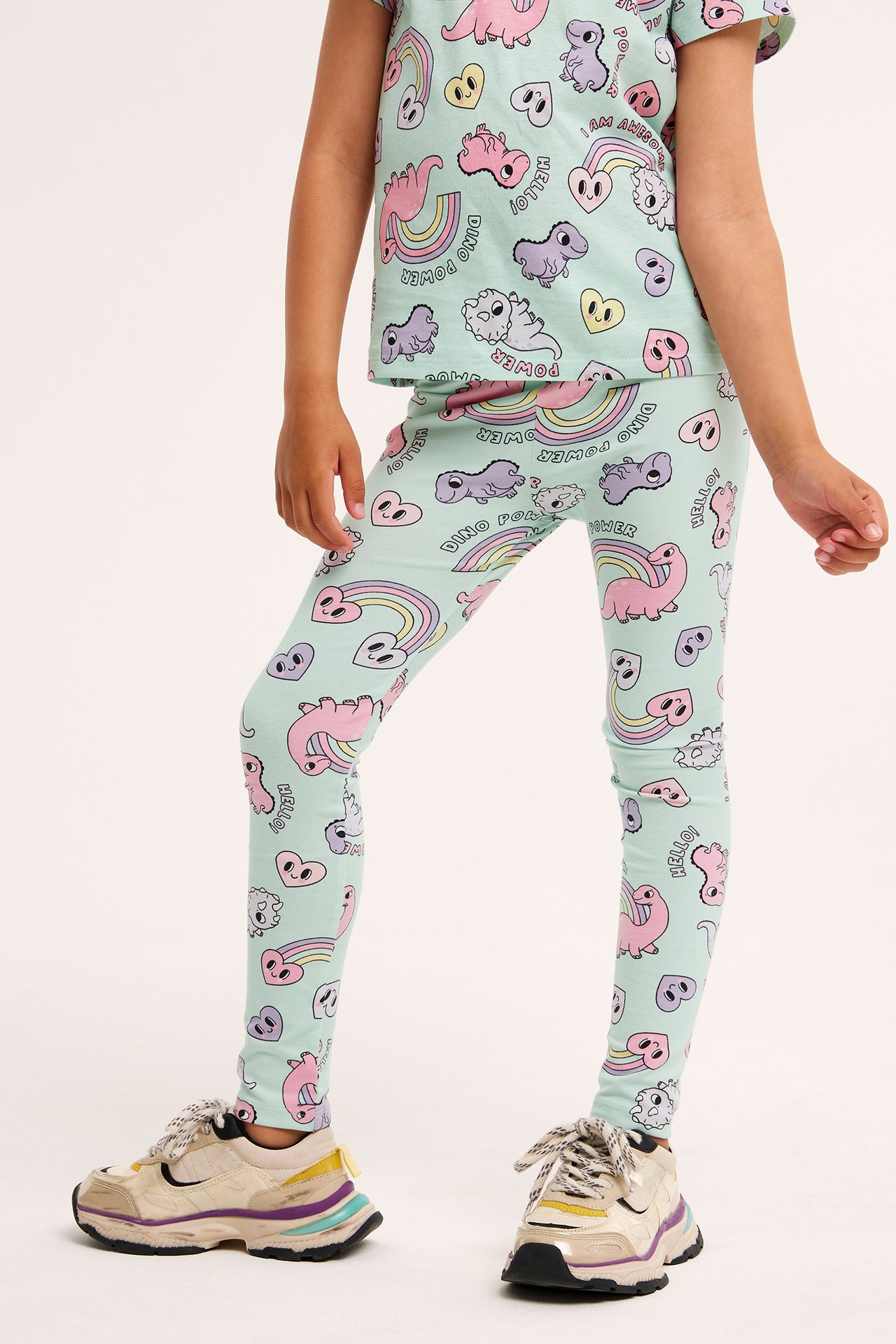 Mönstrade leggings - Ljusgrön - 2