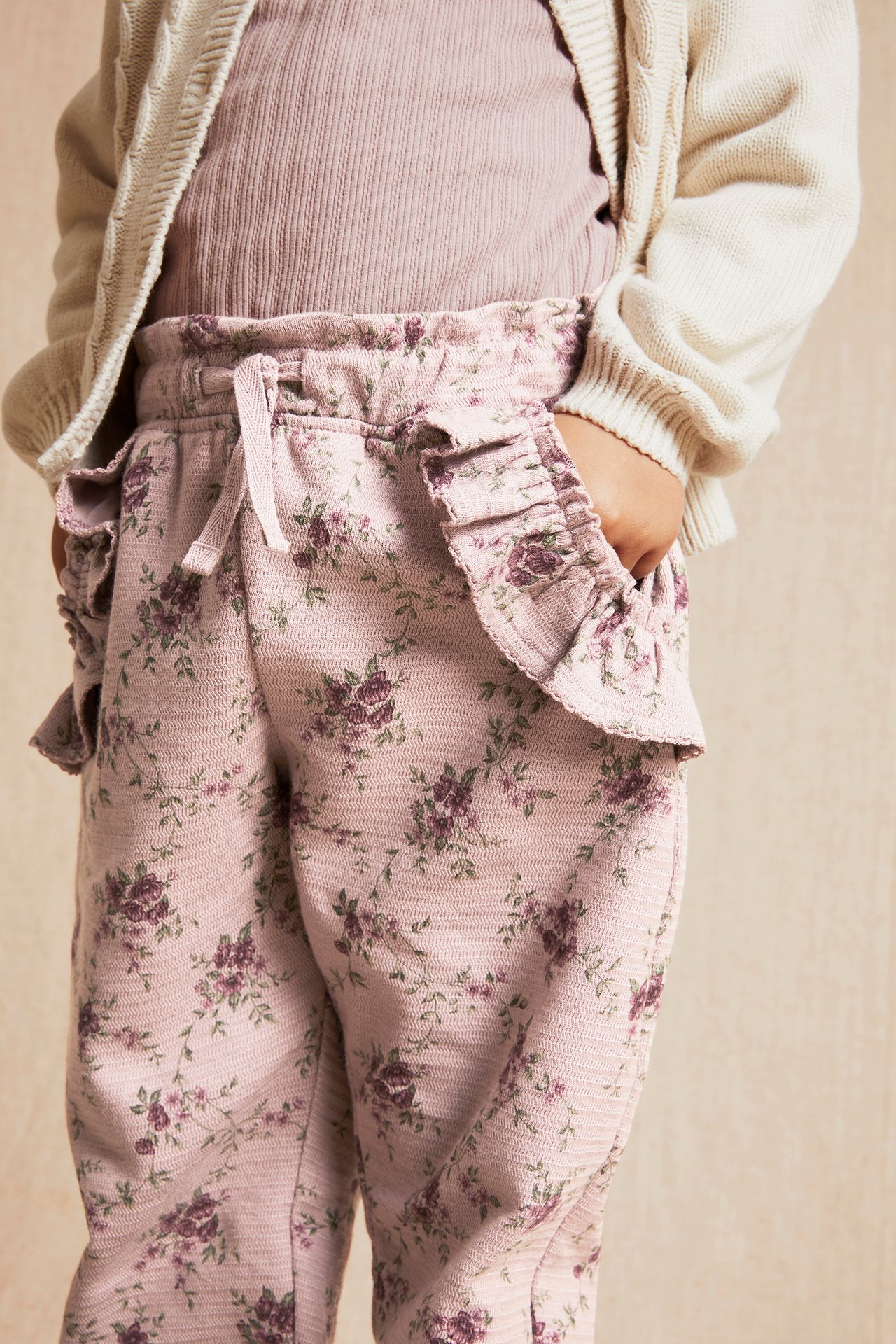 Spodnie dresowe w kwiaty - Różowy - 2