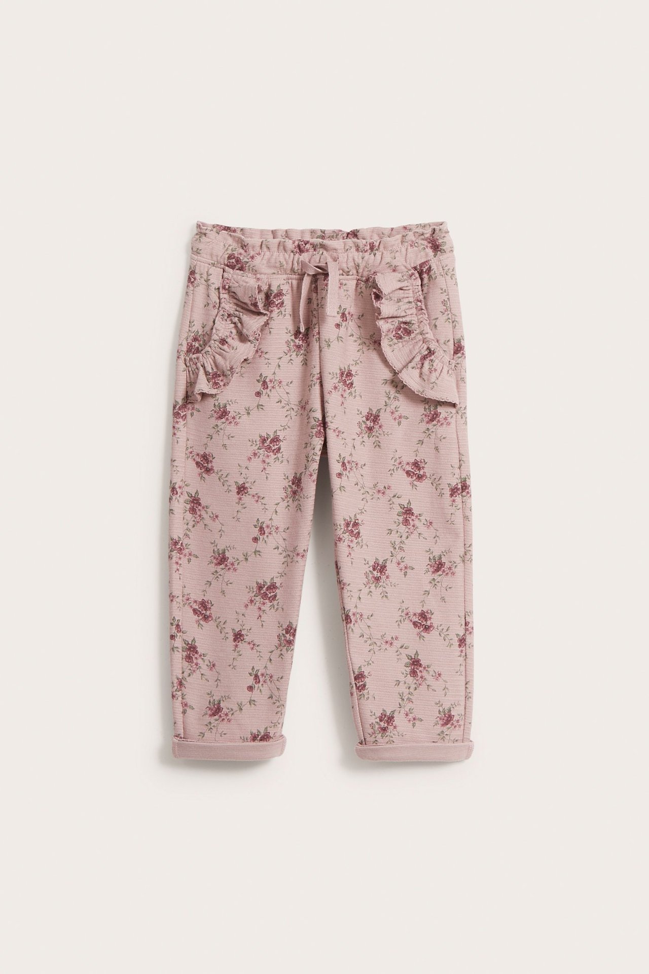 Spodnie dresowe w kwiaty - Różowy - 2