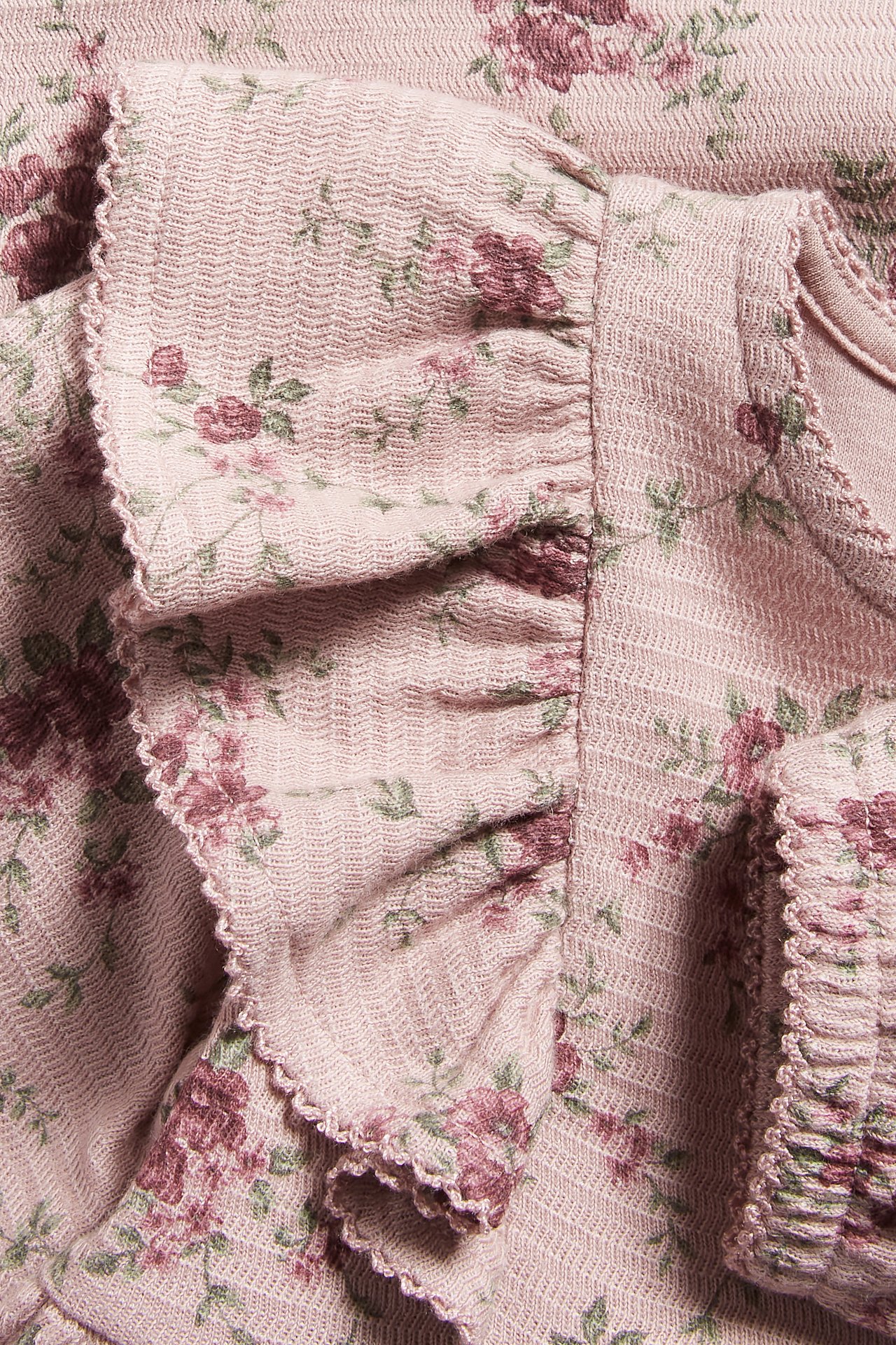Blommig klänning med volang baby - Rosa - 1