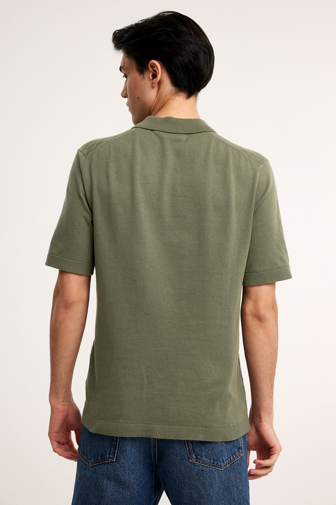 Mønsterstrikket tennisskjorte - Grønn - 4