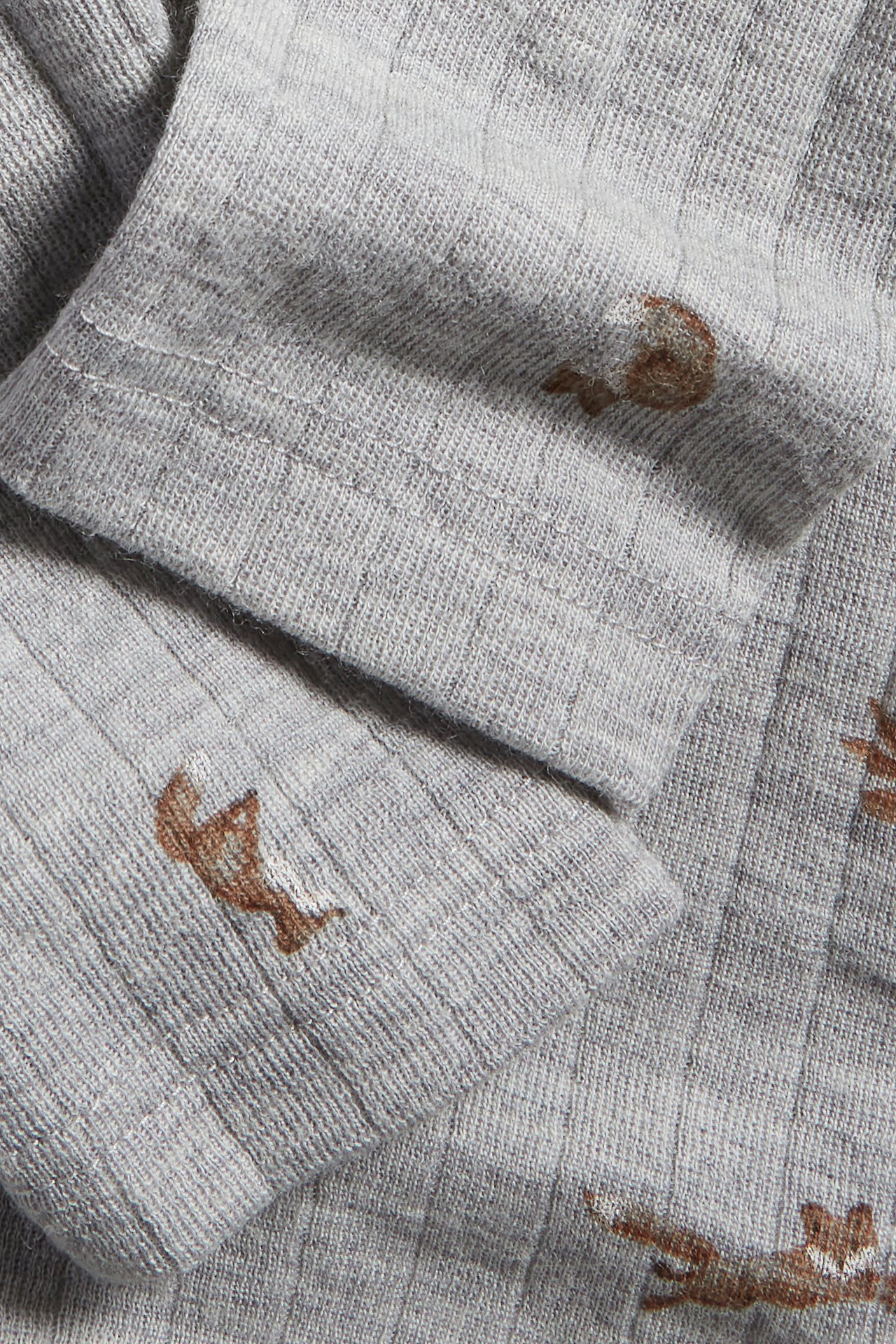 Ribbestrikket leggings i merinoull - Gråmelert - 1