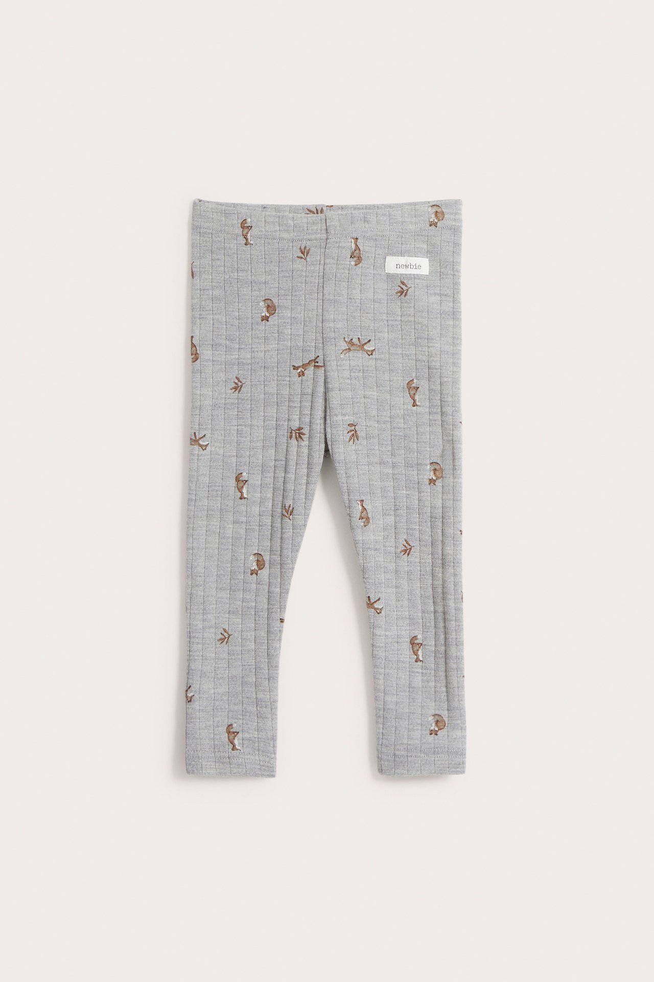 Ribbestrikket leggings i ull baby