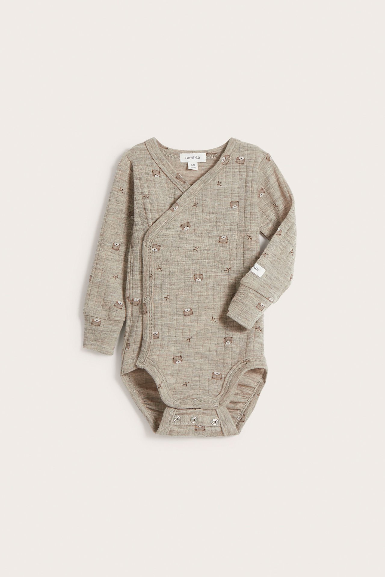 Ribbad body i ull baby - Melerad beige - 2