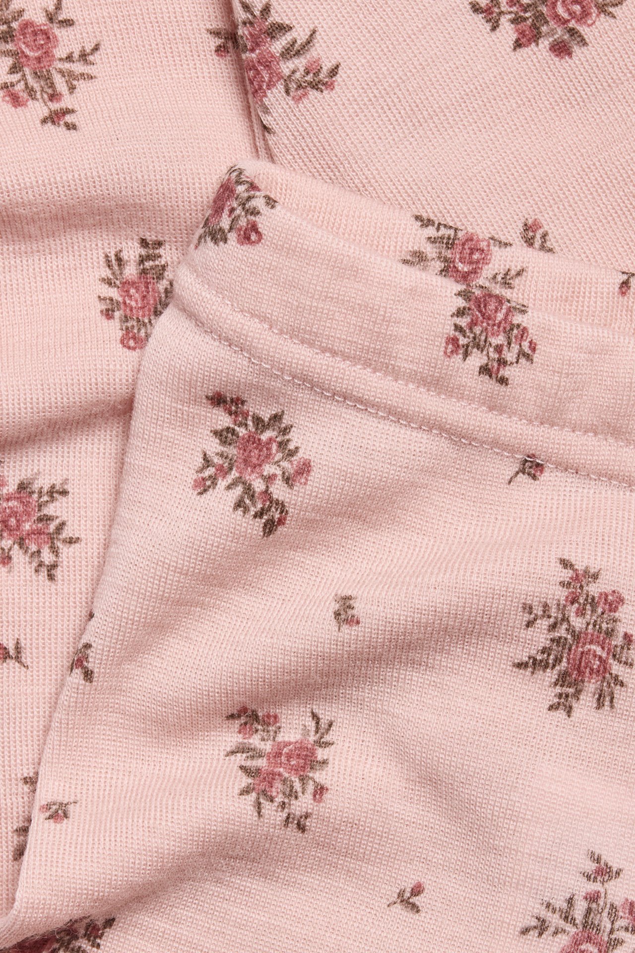 Blomstrete leggings i merinoull baby - Rosa - 1