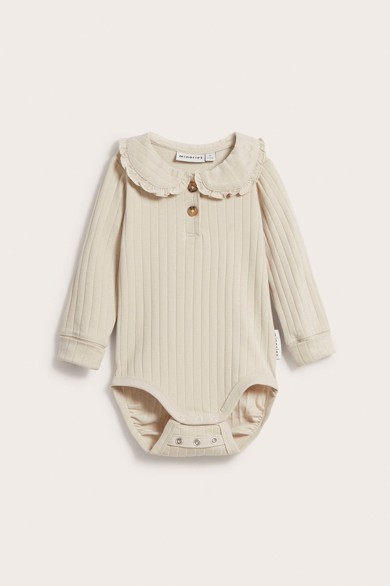 Långärmad body med krage - Beige - 2