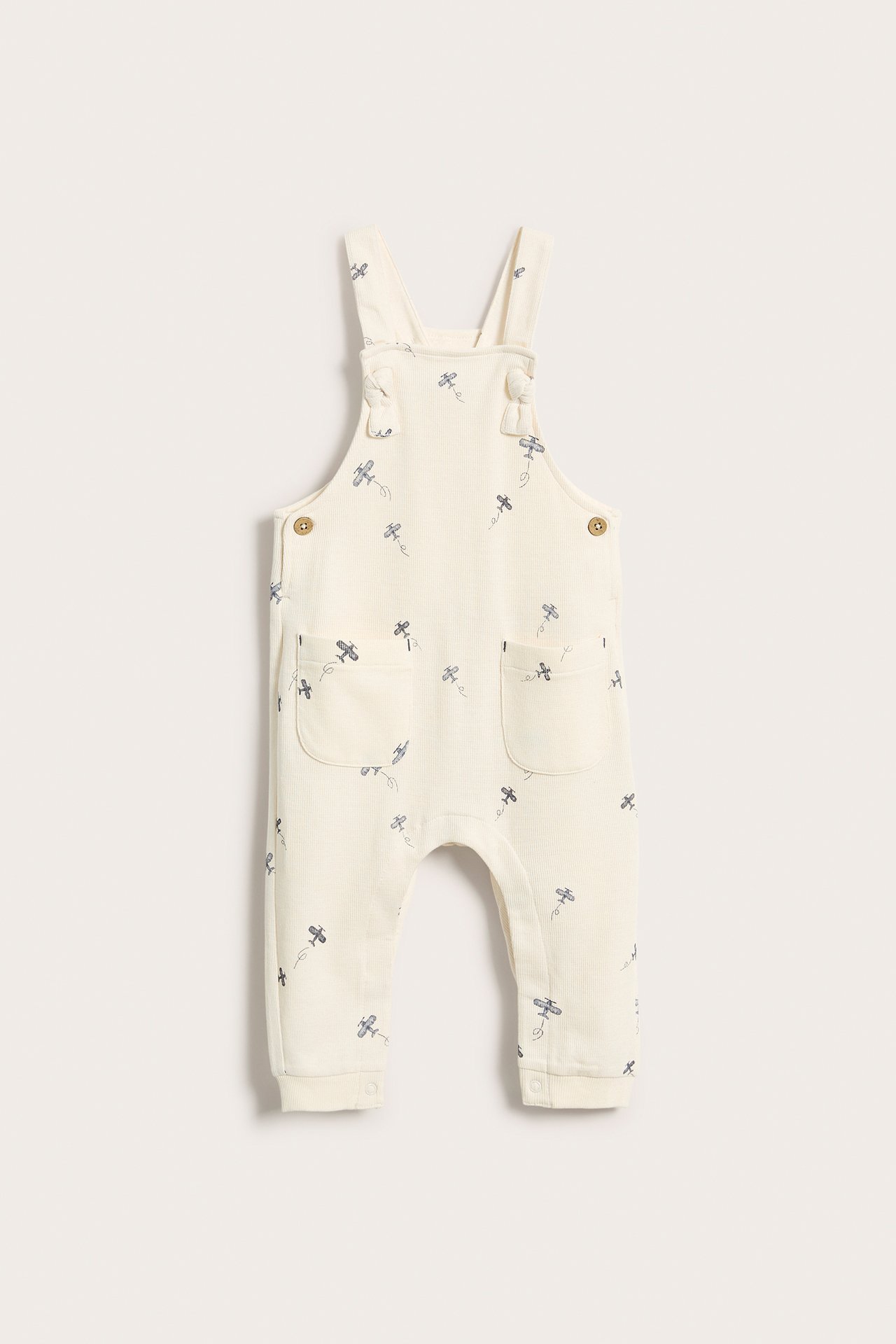 Mönstrade hängselbyxor baby - Offwhite - 2